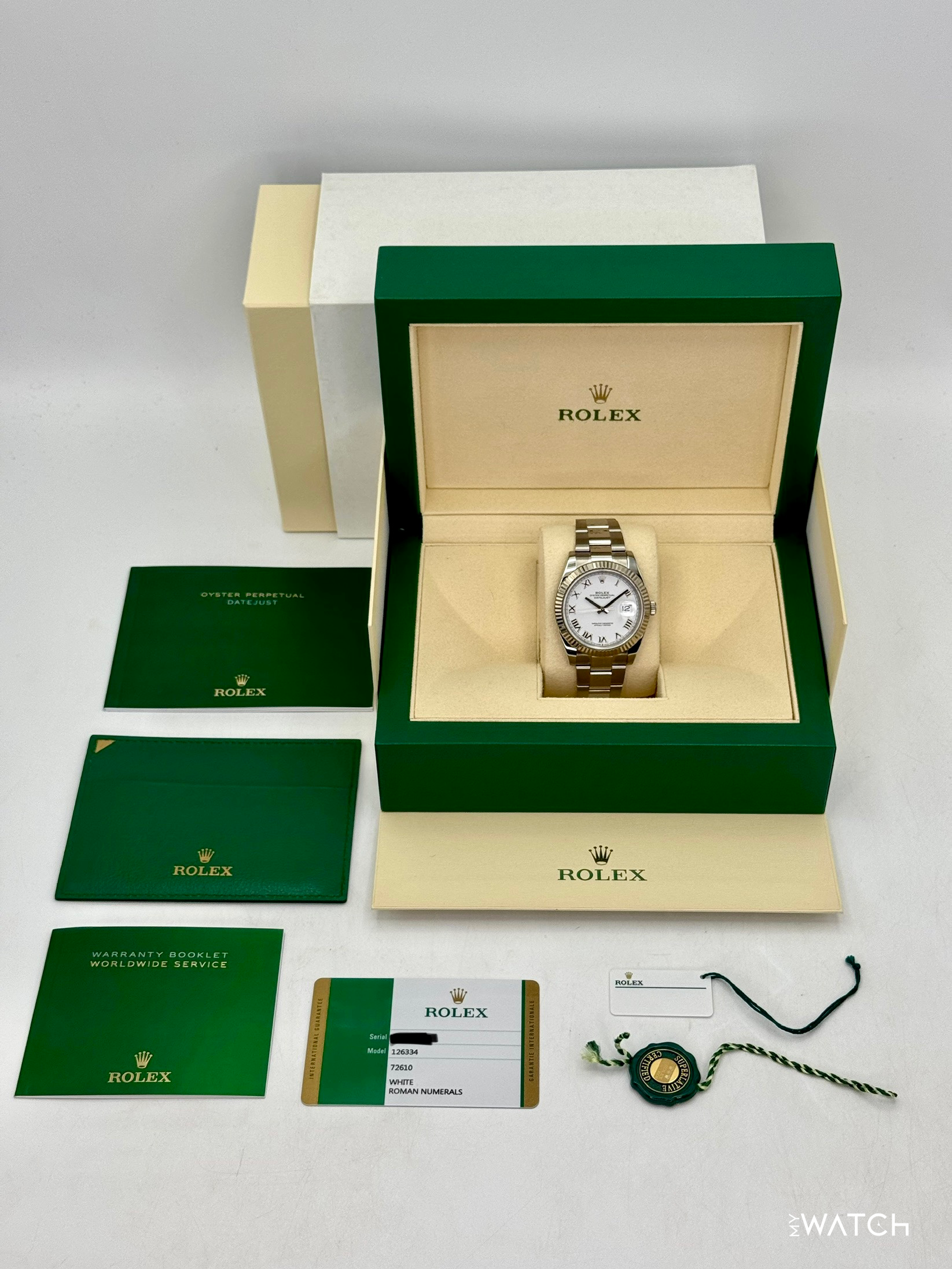 2019 Rolex Datejust 41mm 126334 Stainless Steel Oyster White Roman Numeral Dial - MyWatchLLC