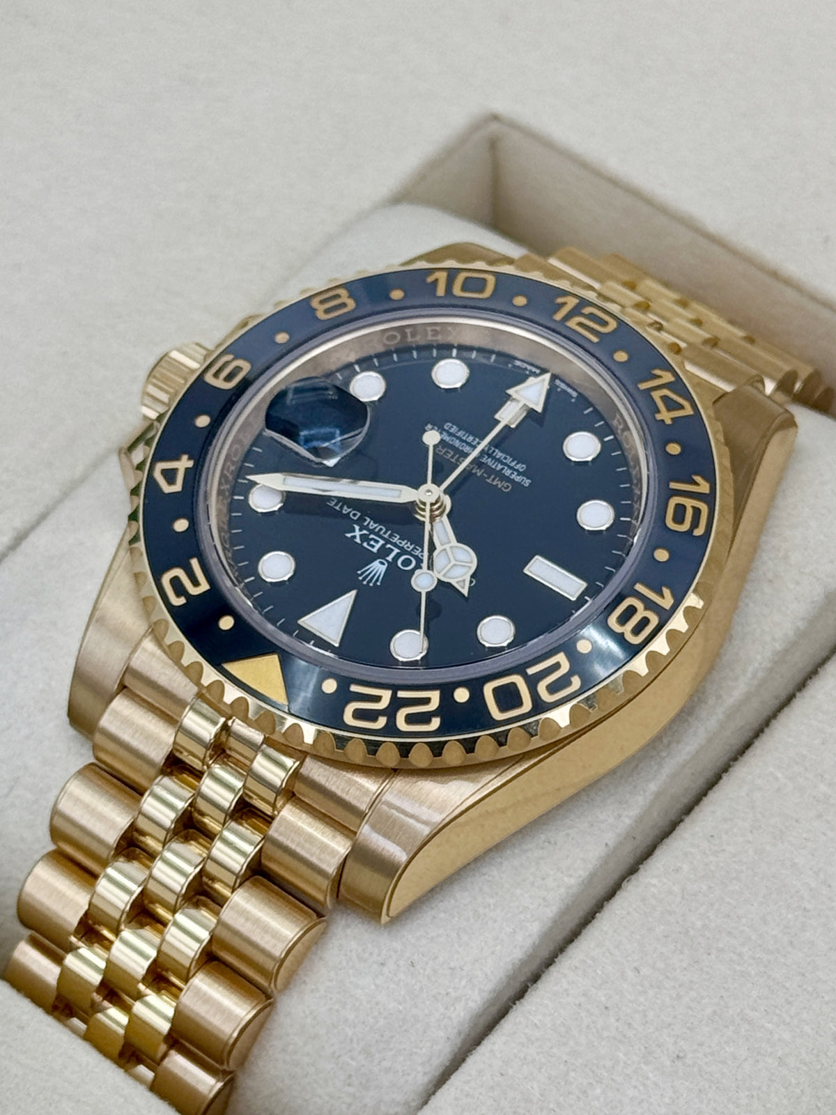 2025 Rolex GMT-Master II 40mm 126718GRNR Yellow Gold Jubilee Black Dial - MyWatchLLC