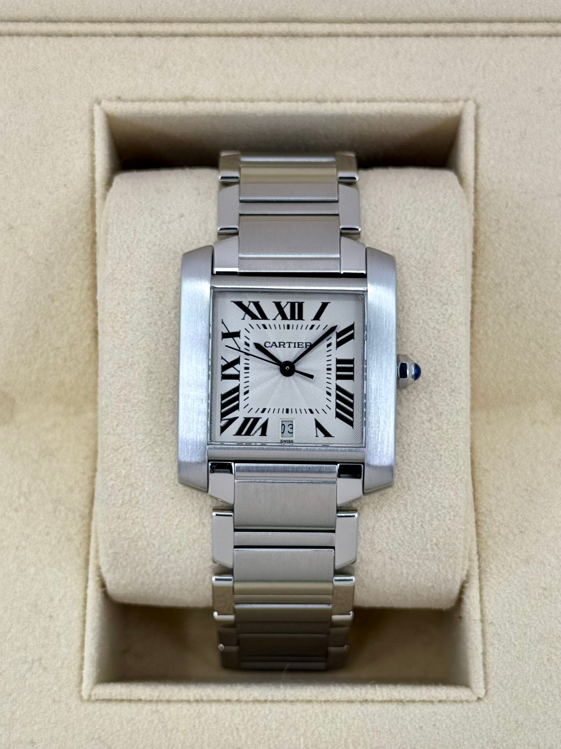 1999 Cartier Tank Francaise 28mm Stainless Steel White Dial - MyWatchLLC