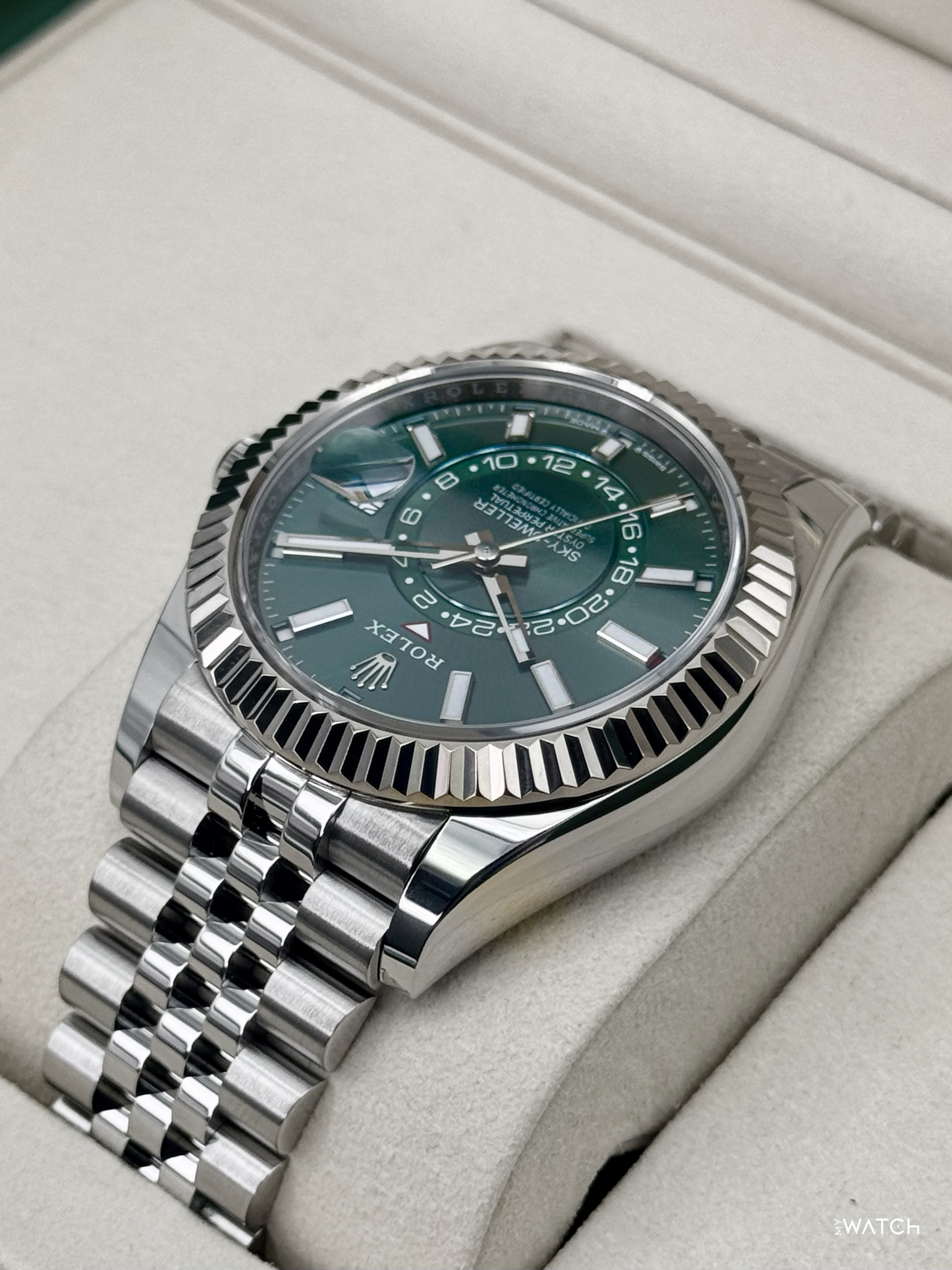 2026 Rolex Sky-Dweller 42mm 336934 Stainless Steel Jubilee Green Dial - MyWatchLLC