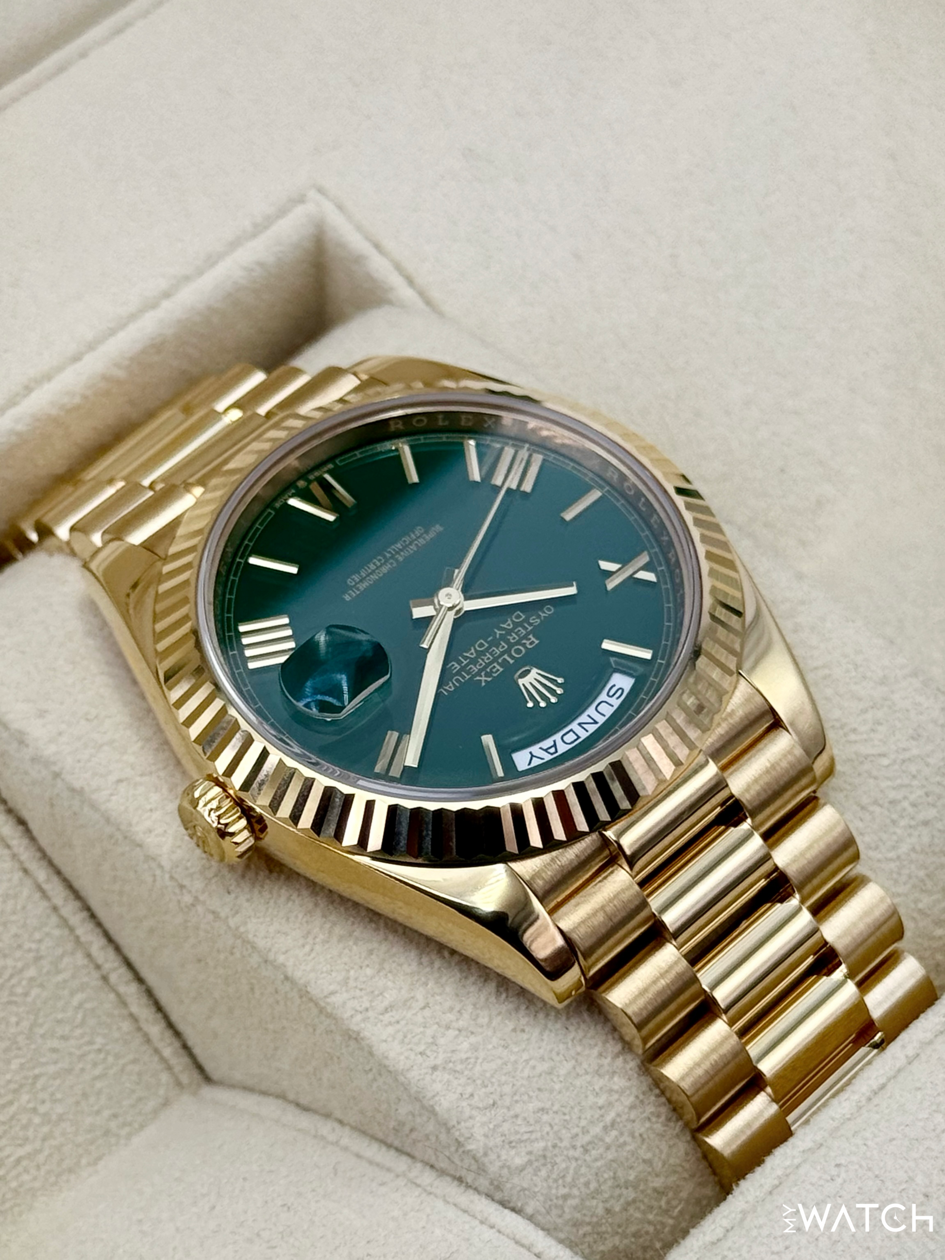 2022 Rolex Day-Date 40mm 228238 Presidential Green Dial - MyWatchLLC