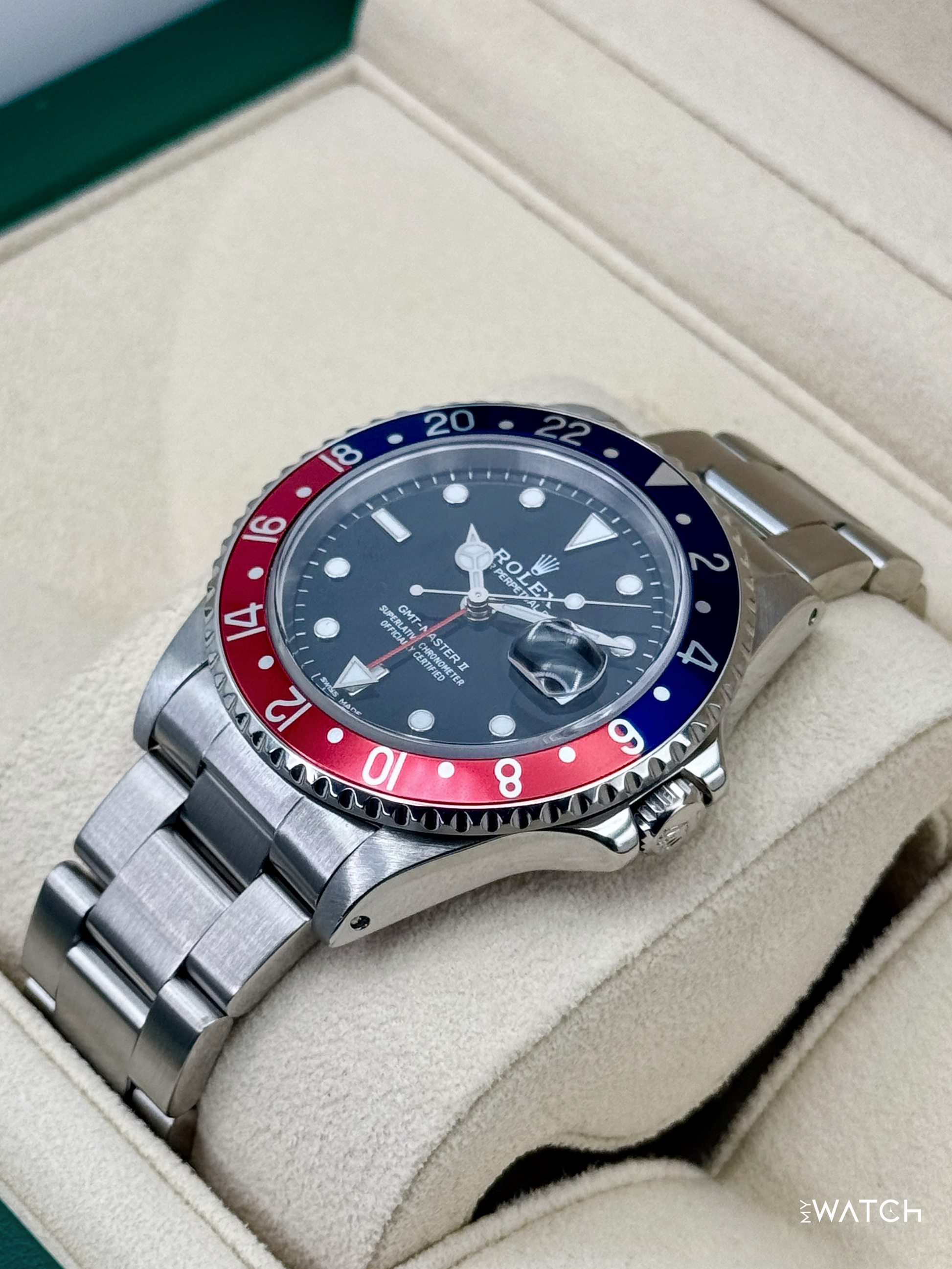 1997 Rolex GMT-Master II "Pepsi" 40mm 16710 Stainless Steel Oyster Black Dial - MyWatchLLC