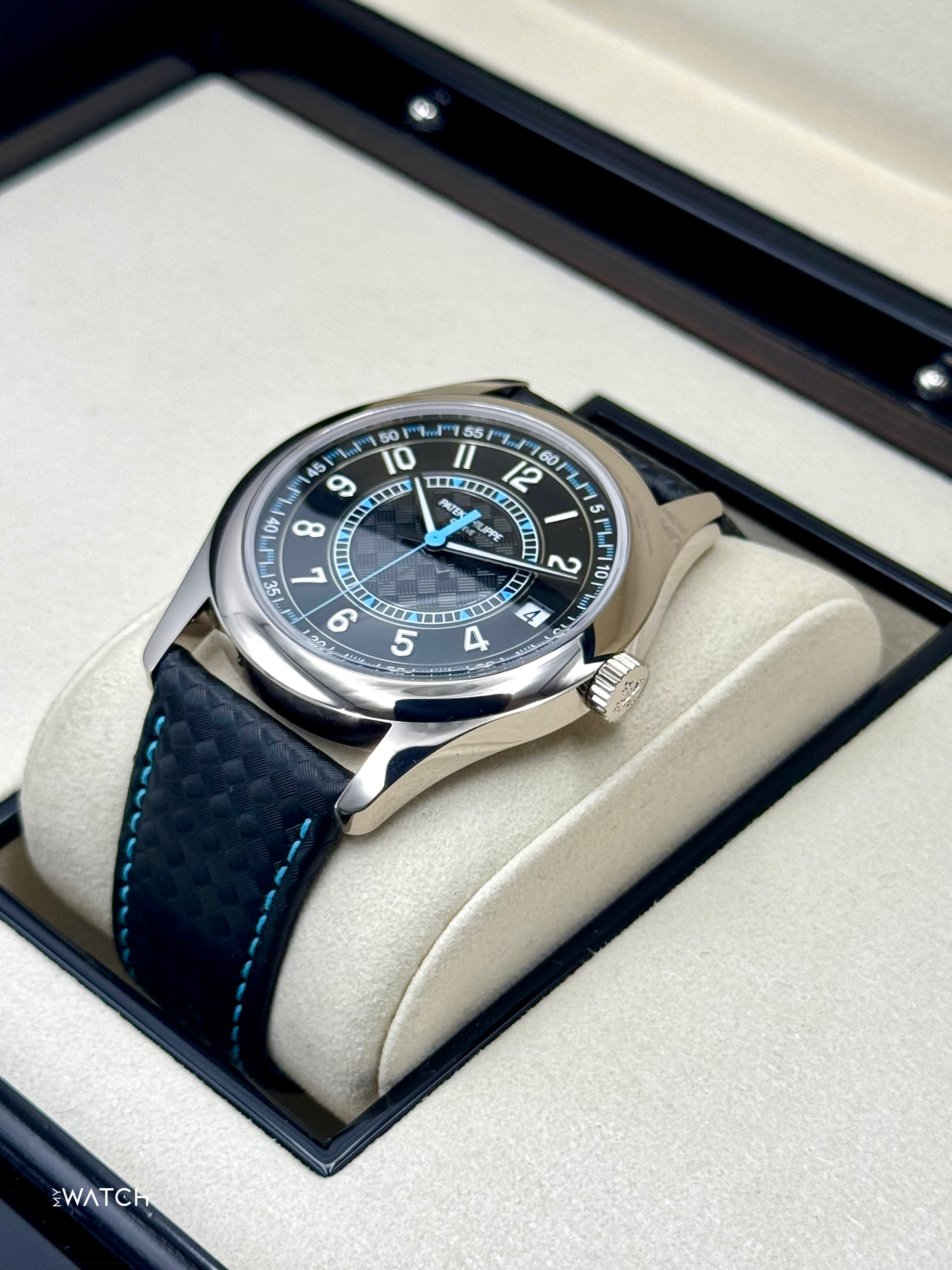 2025 Patek Philippe Calatrava Blue 6007G White Gold Black Dial - MyWatchLLC