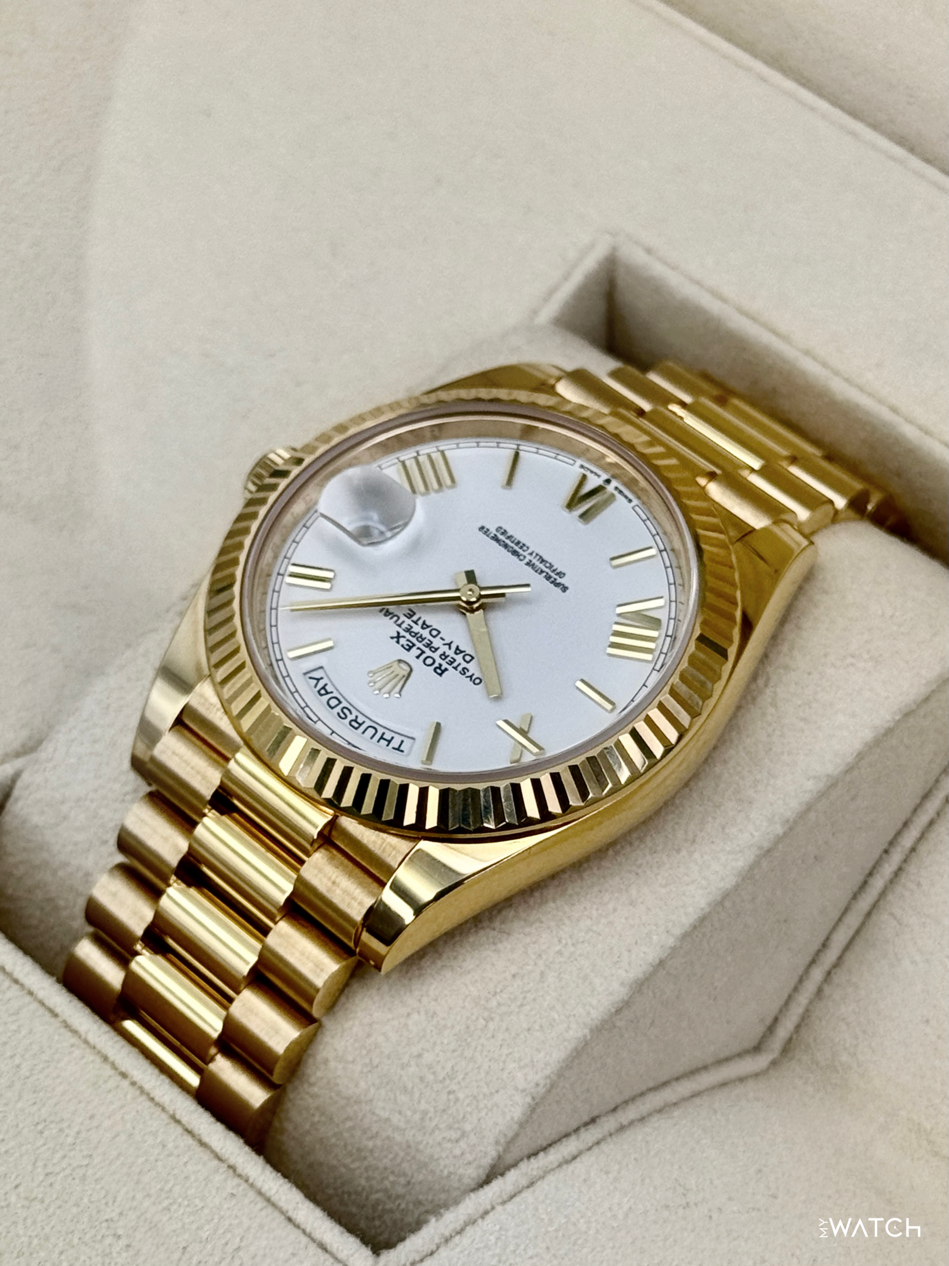 2022 Rolex Day-Date 40mm 228238 Presidential White Dial - MyWatchLLC