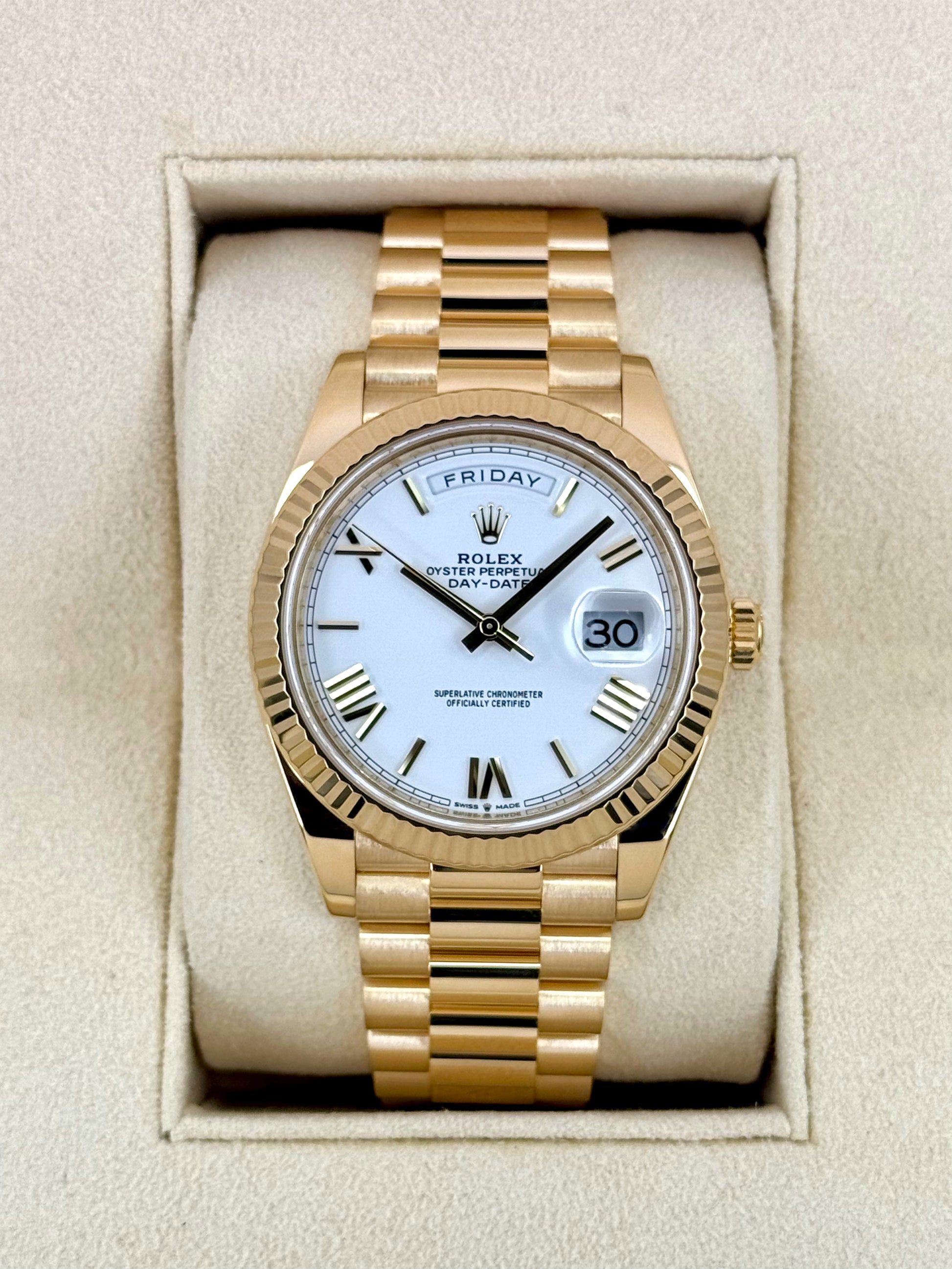 2022 Rolex Day-Date 40mm 228238 Presidential White Dial - MyWatchLLC