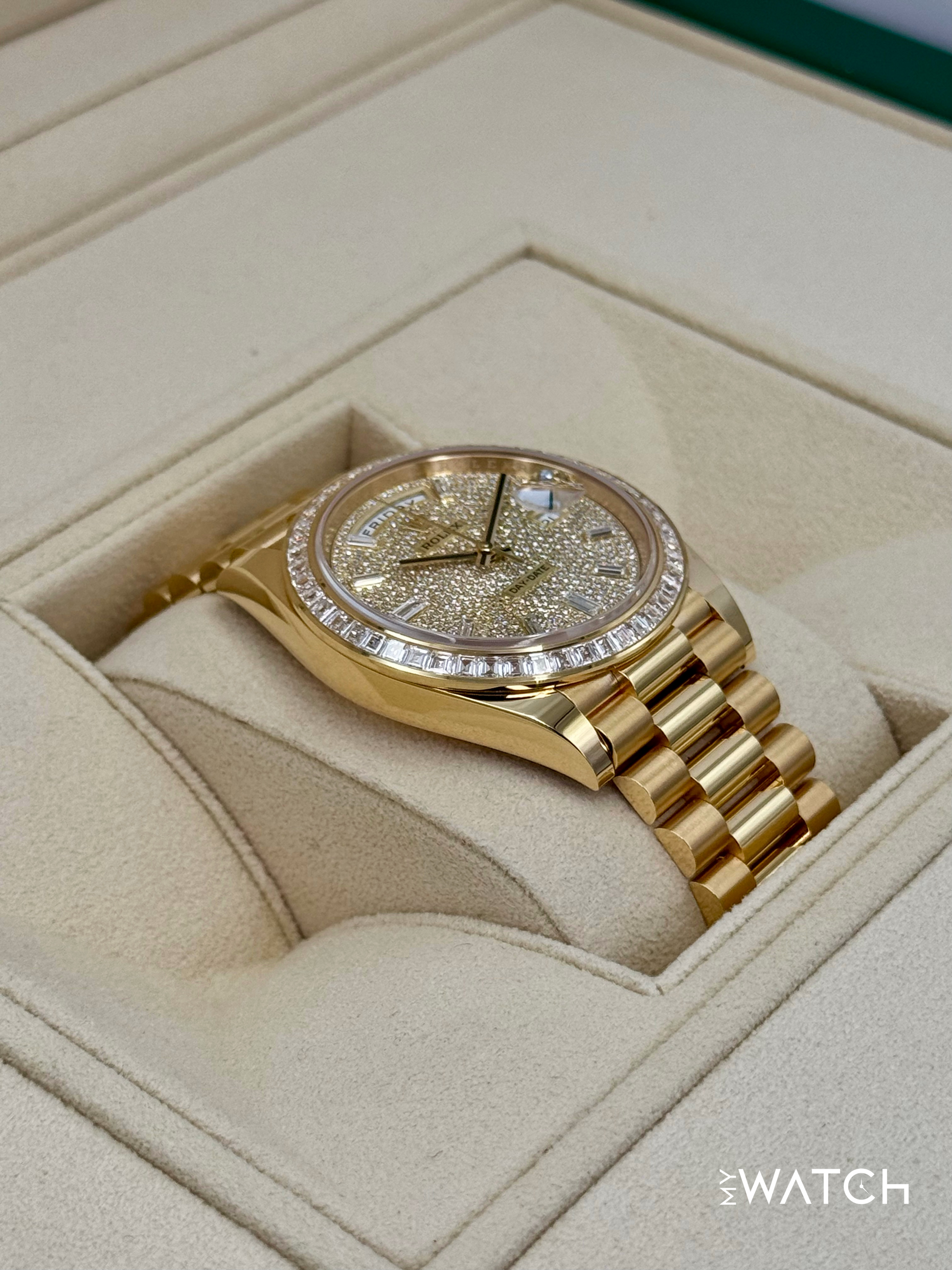 NEW 2025 Rolex Day-Date 40mm 228398TBR Diamond Paved Dial - MyWatchLLC