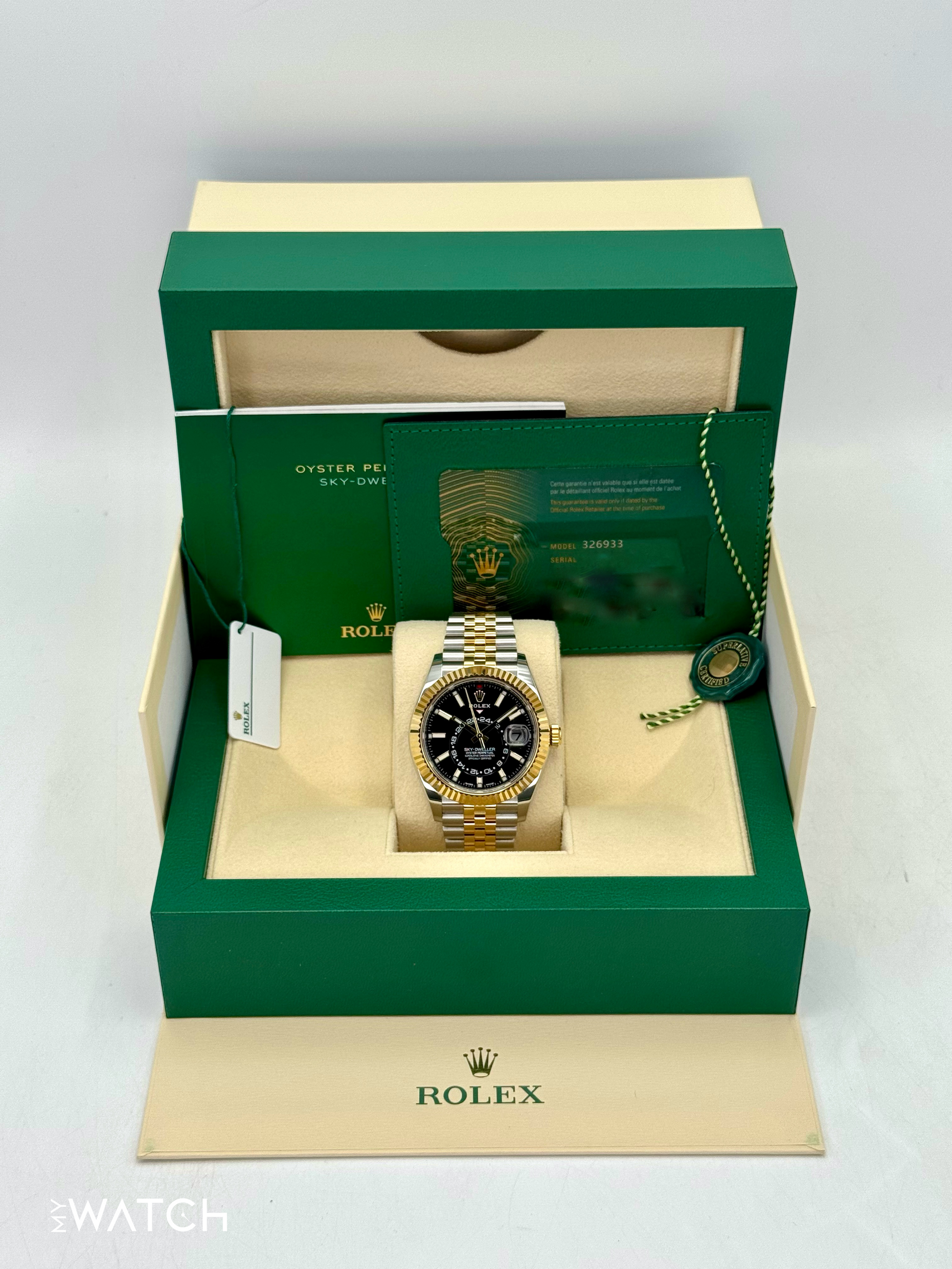 2023 Rolex Sky-Dweller 42mm 326933 Two-Tone Jubilee Black Dial - MyWatchLLC