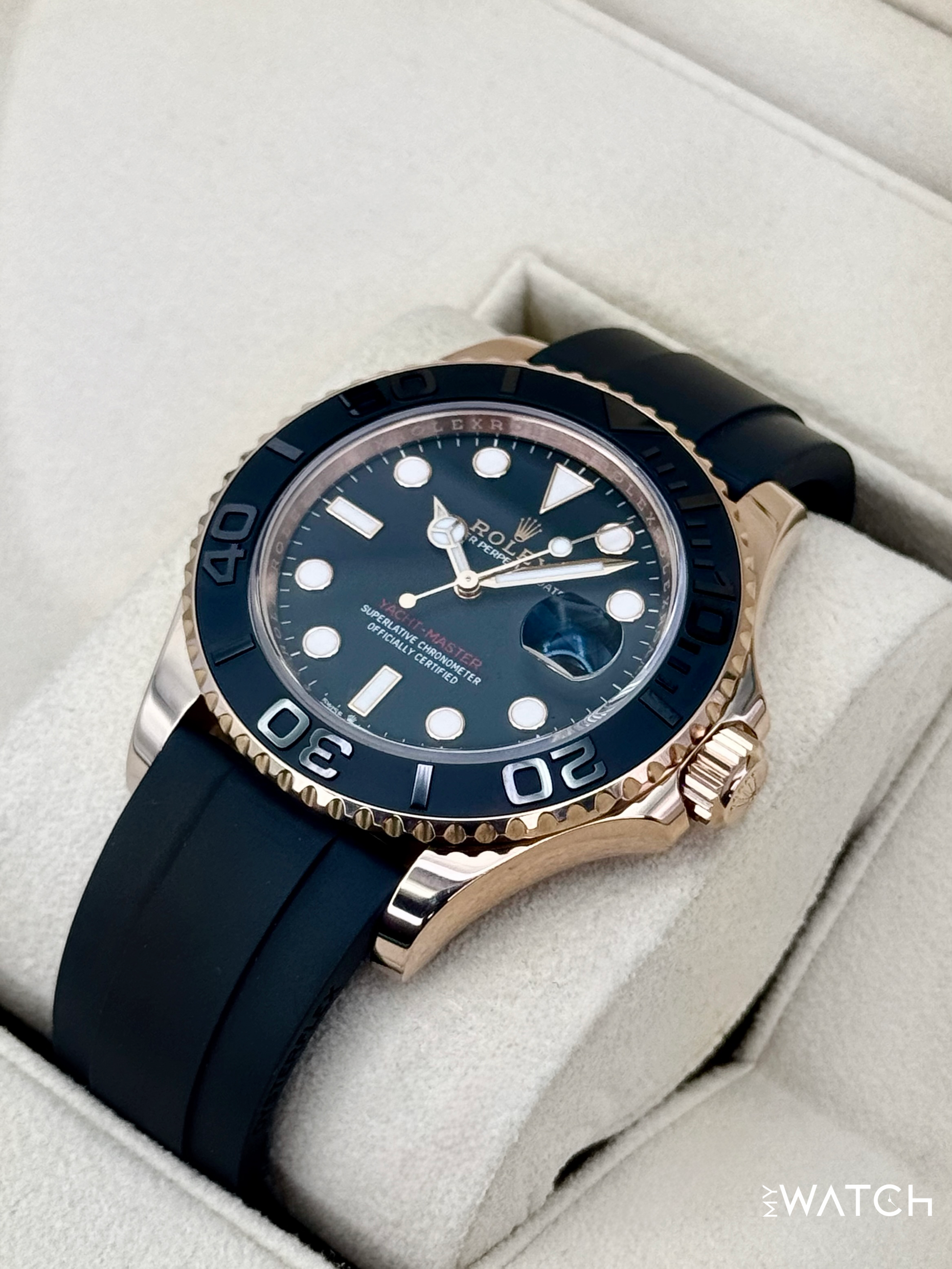 2023 Rolex Yacht-Master 40mm 126655 Rose Gold Oysterflex Black Dial - MyWatchLLC