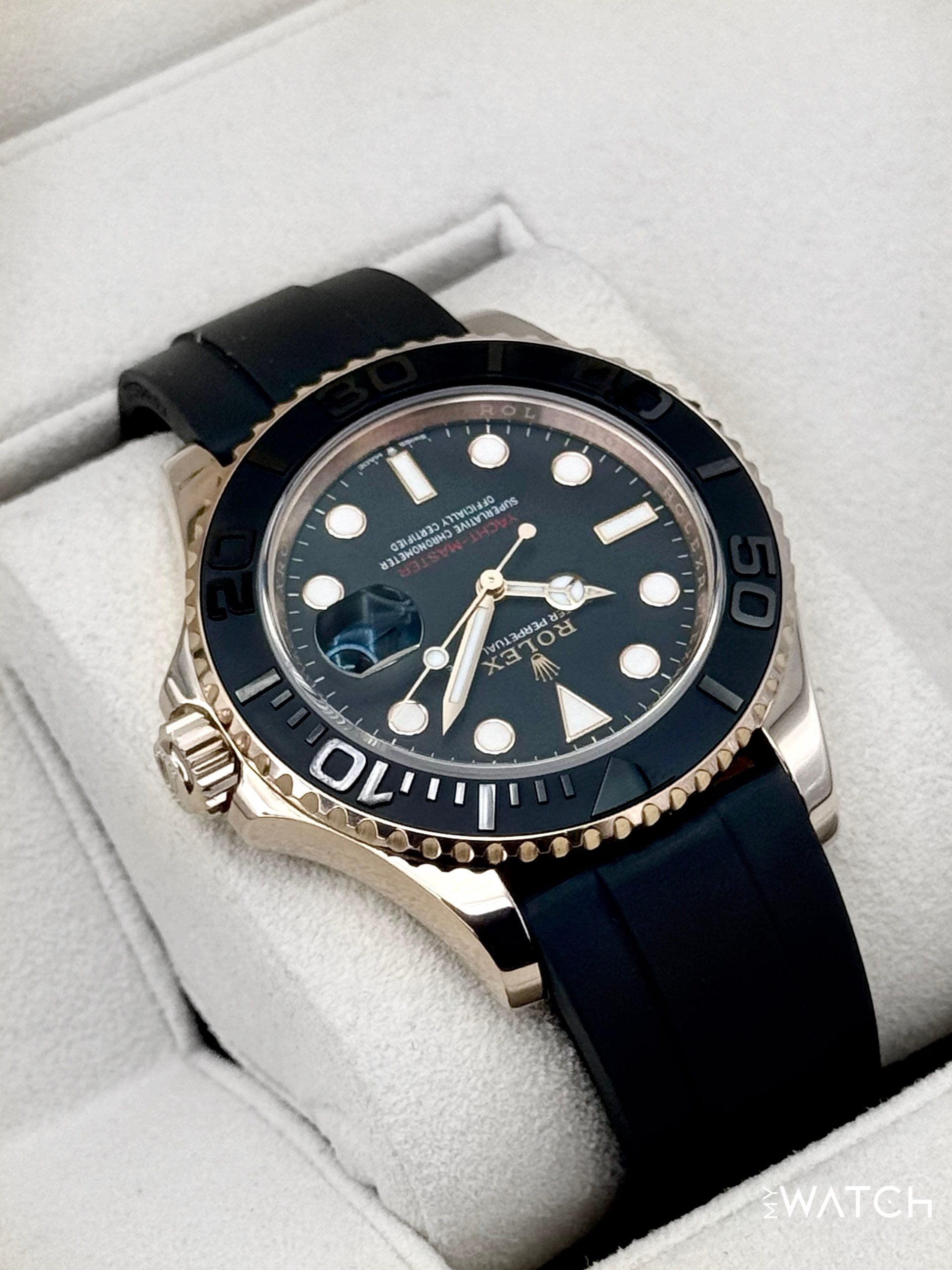 2023 Rolex Yacht-Master 40mm 126655 Rose Gold Oysterflex Black Dial - MyWatchLLC