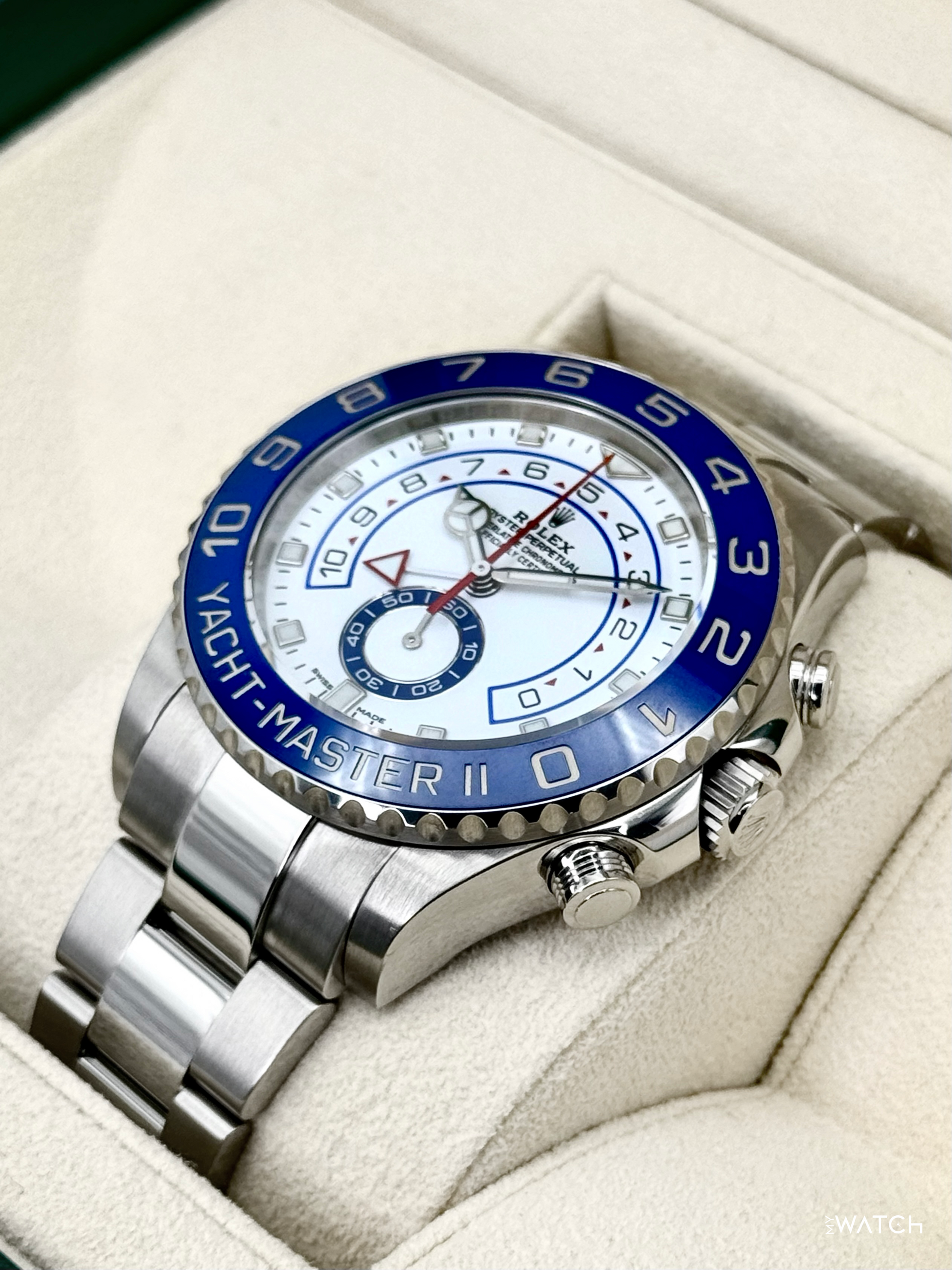 2019 Rolex Yacht-Master II 44mm 116680 Stainless Steel White Dial - MyWatchLLC