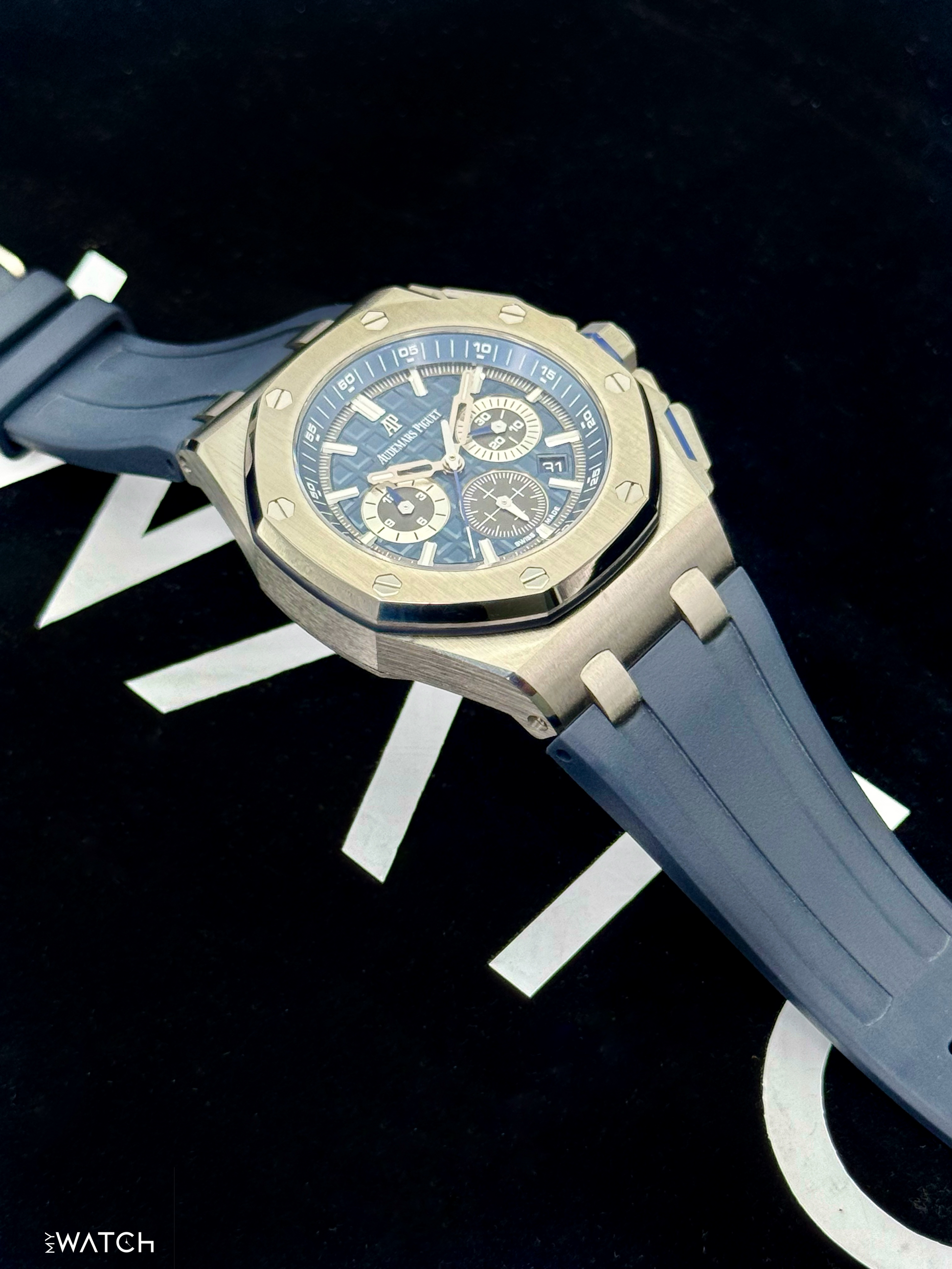 Audemars Piguet Royal Oak Offshore 42mm 26480TI Titanium Blue Dial - MyWatchLLC