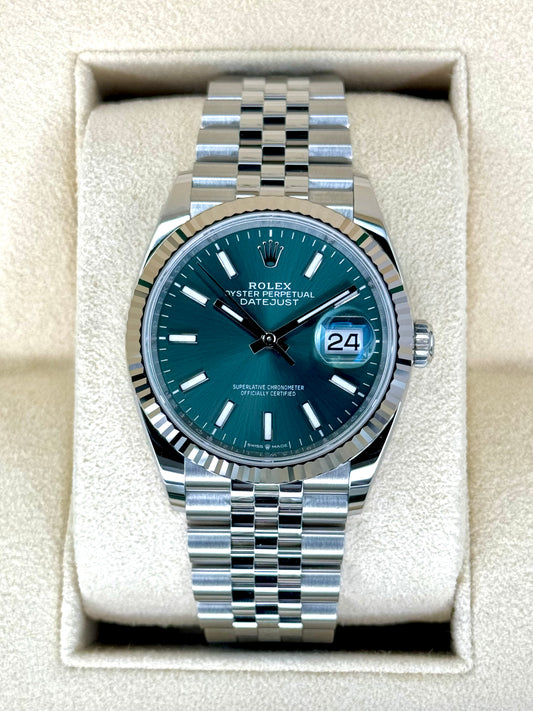 NEW 2023 Rolex Datejust 36mm 126234 Stainless Steel Jubilee Green Dial - MyWatchLLC