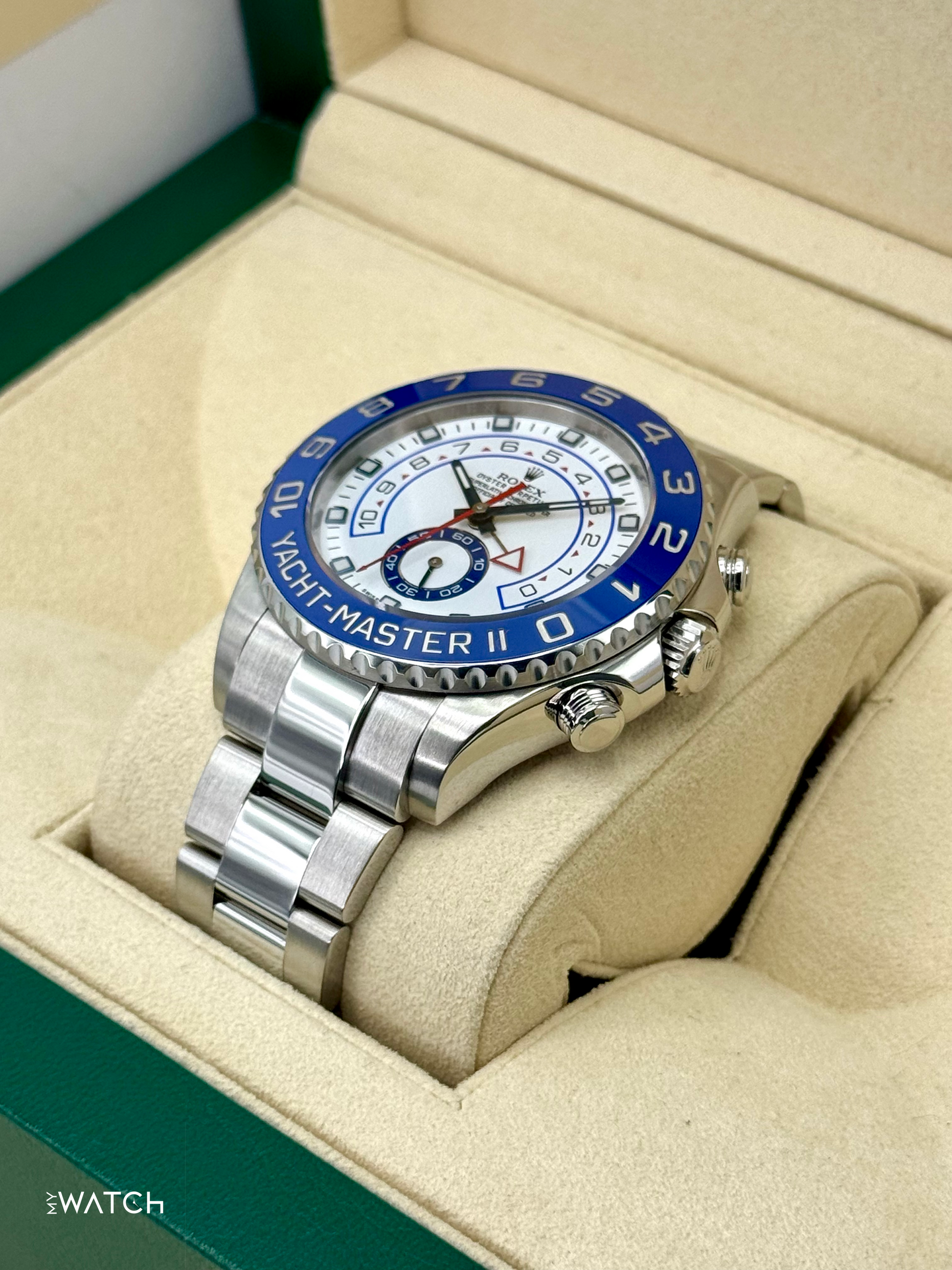 2016 Rolex Yacht-Master II 44mm 116680 Stainless Steel White Dial - MyWatchLLC