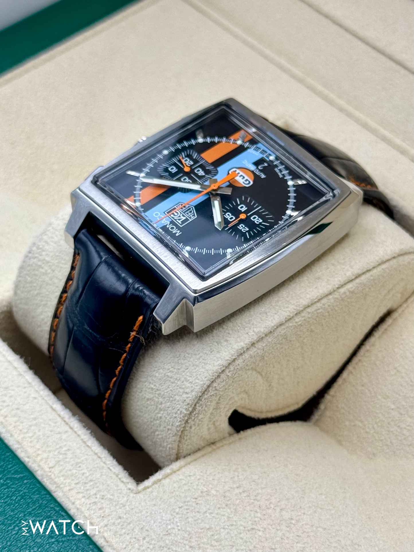 Tag Heuer Monaco Gulf Limited Edition 38mm CW211A Black Dial - MyWatchLLC