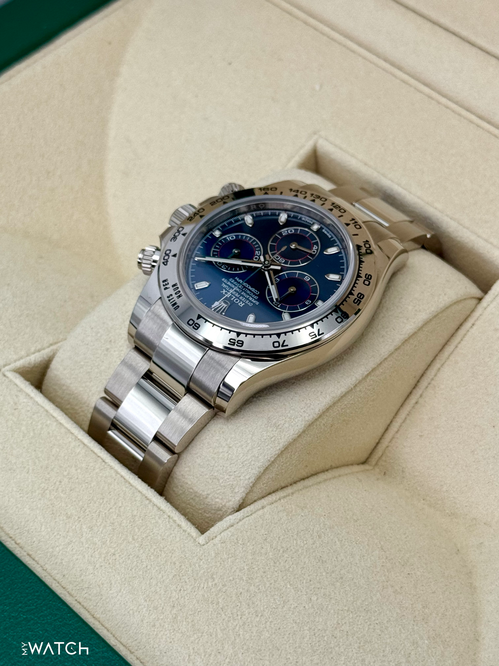 2021 Rolex Daytona 40mm 116509 White Gold Blue Dial - MyWatchLLC