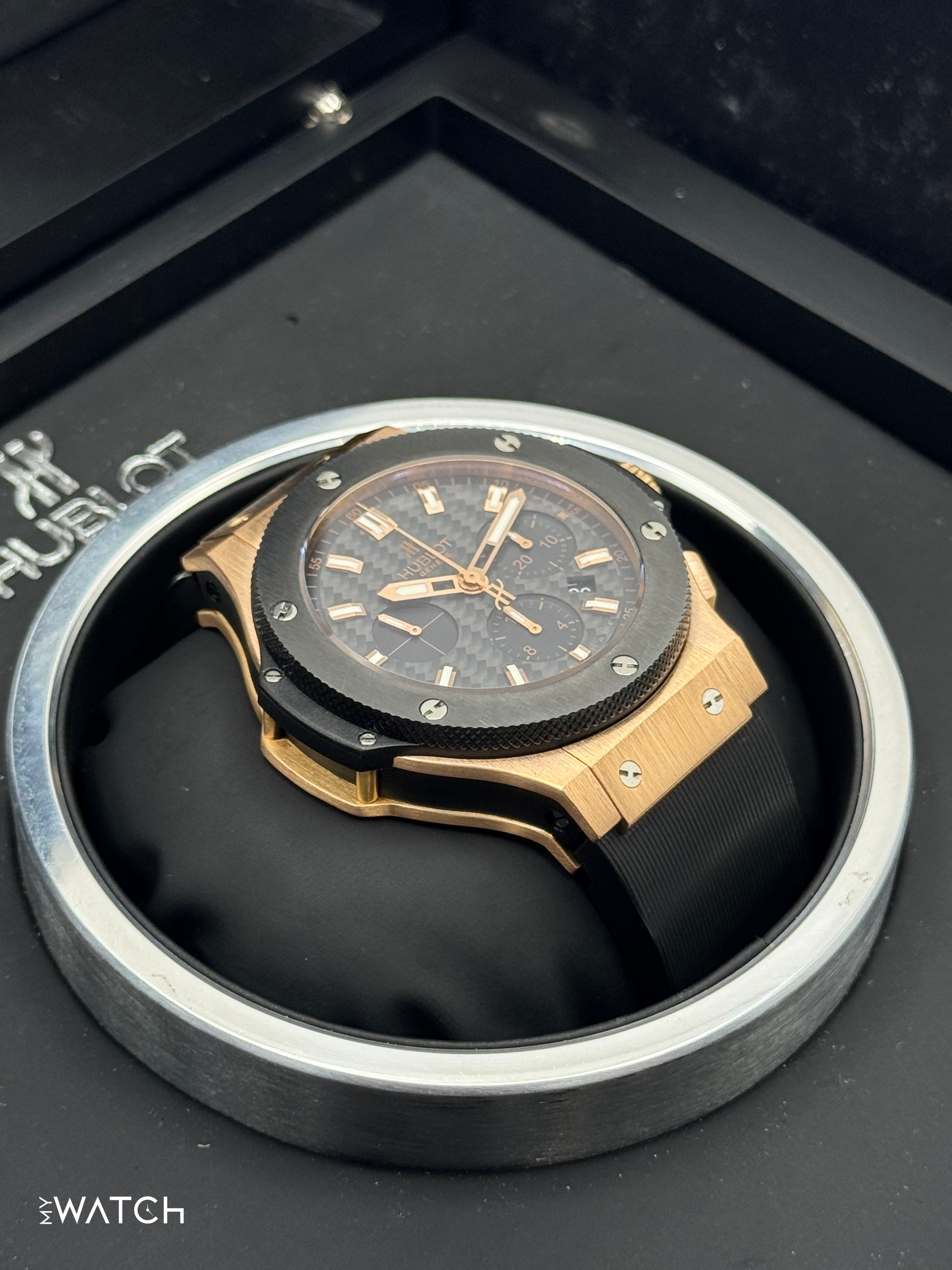 2011 Hublot Big Bang Chronograph 44mm 301.PM.1780.RX Rose Gold Black Dial - MyWatchLLC