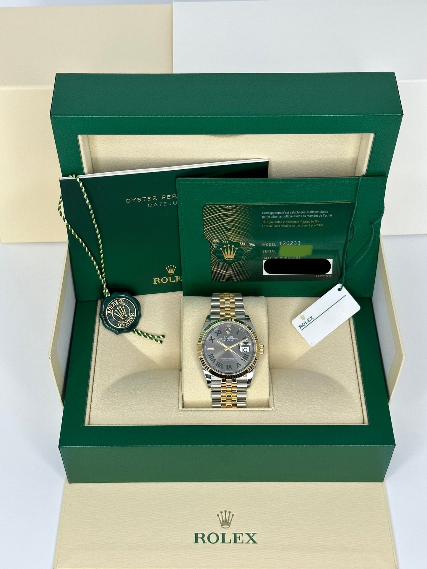 NEW 2023 Rolex Datejust 36mm 126233 Two-Tone Jubilee Wimbledon Dial - MyWatchLLC