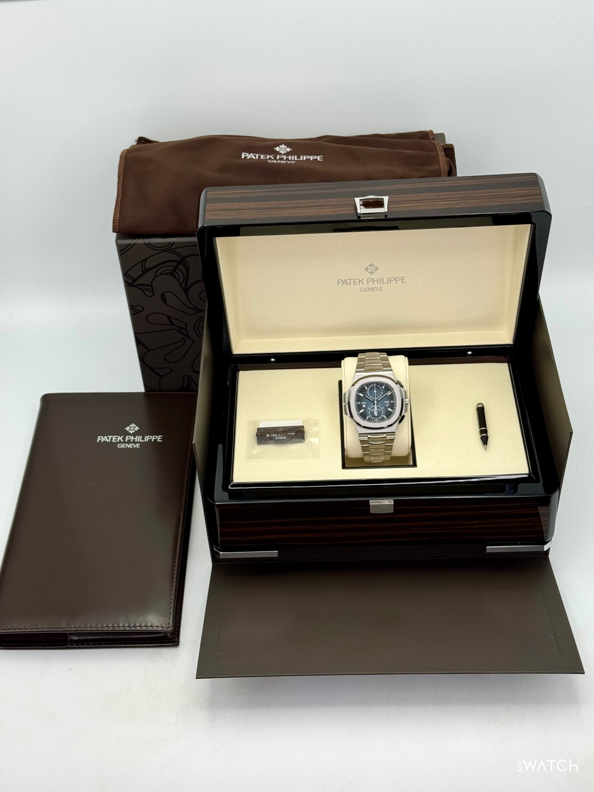 NEW 2026 Patek Philippe Nautilus Travel Time Chrono 40.5mm 5990 Blue-Noir Dial - MyWatchLLC
