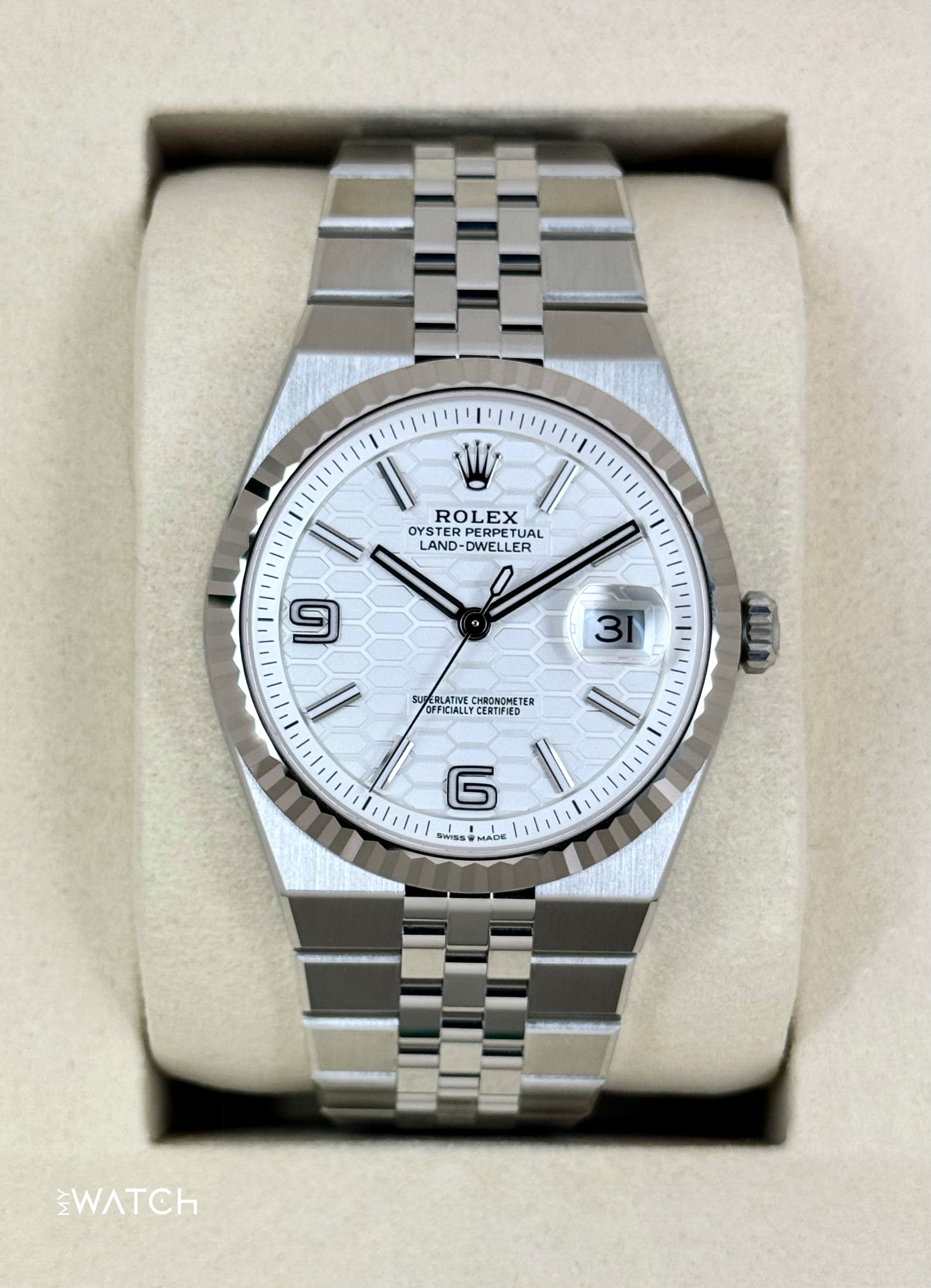NEW 2025 Rolex Land-Dweller 40mm 127334 Stainless Steel Jubilee White Dial - MyWatchLLC