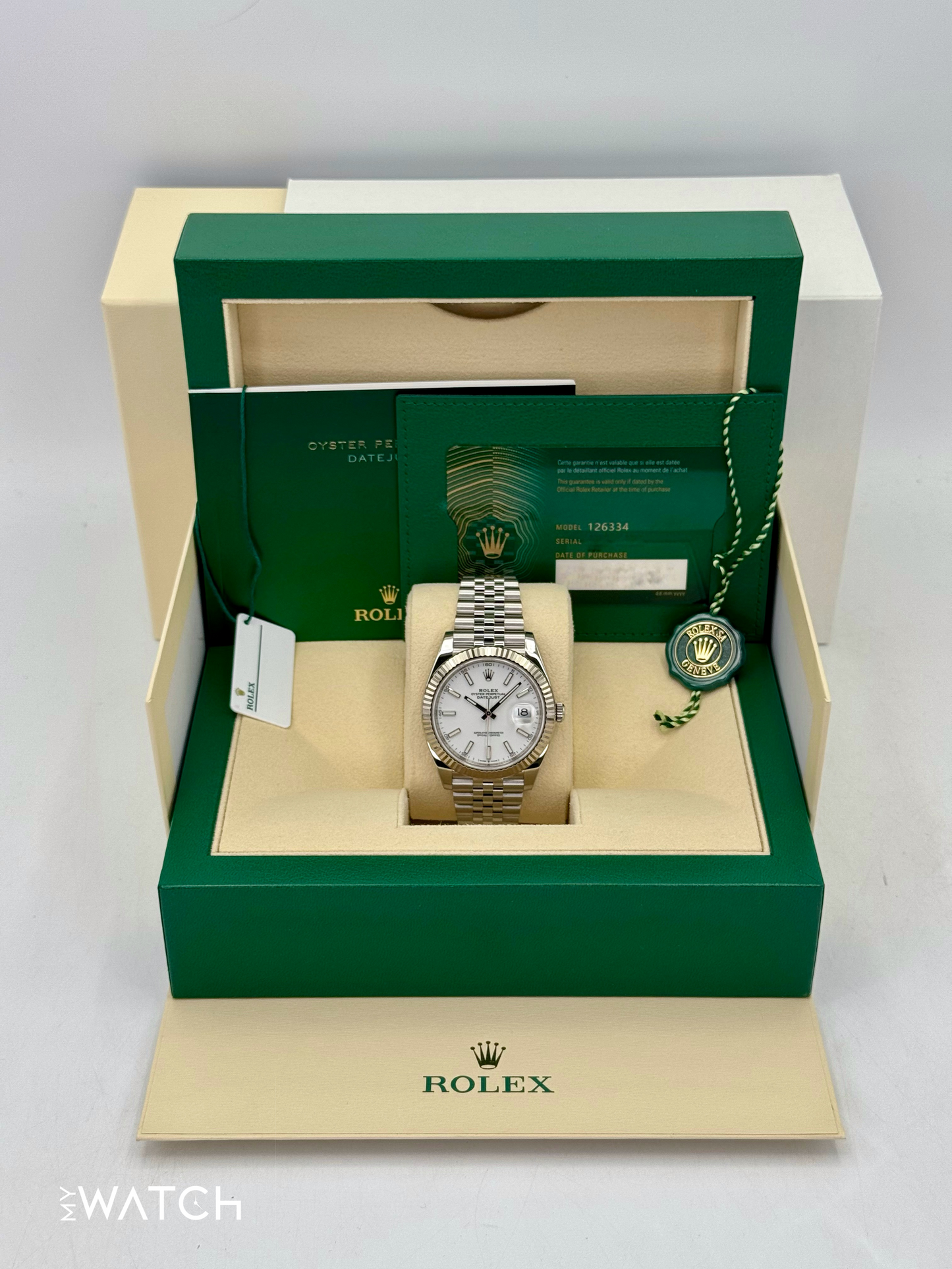 2021 Rolex Datejust 41mm 126334 Stainless Steel Jubilee White Dial - MyWatchLLC