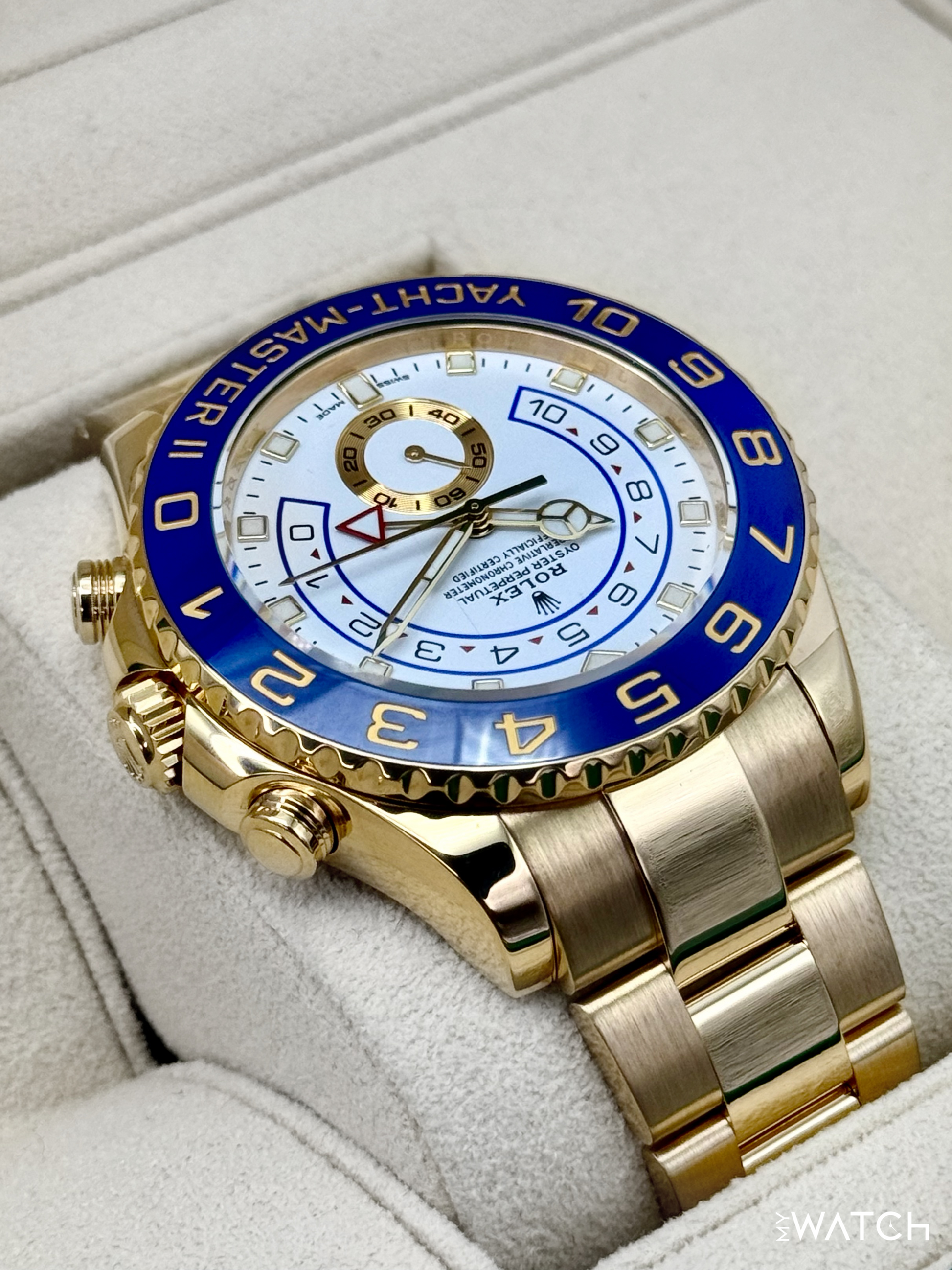 2023 Rolex Yacht-Master II 44mm 116688 18K Yellow Gold White Dial - MyWatchLLC