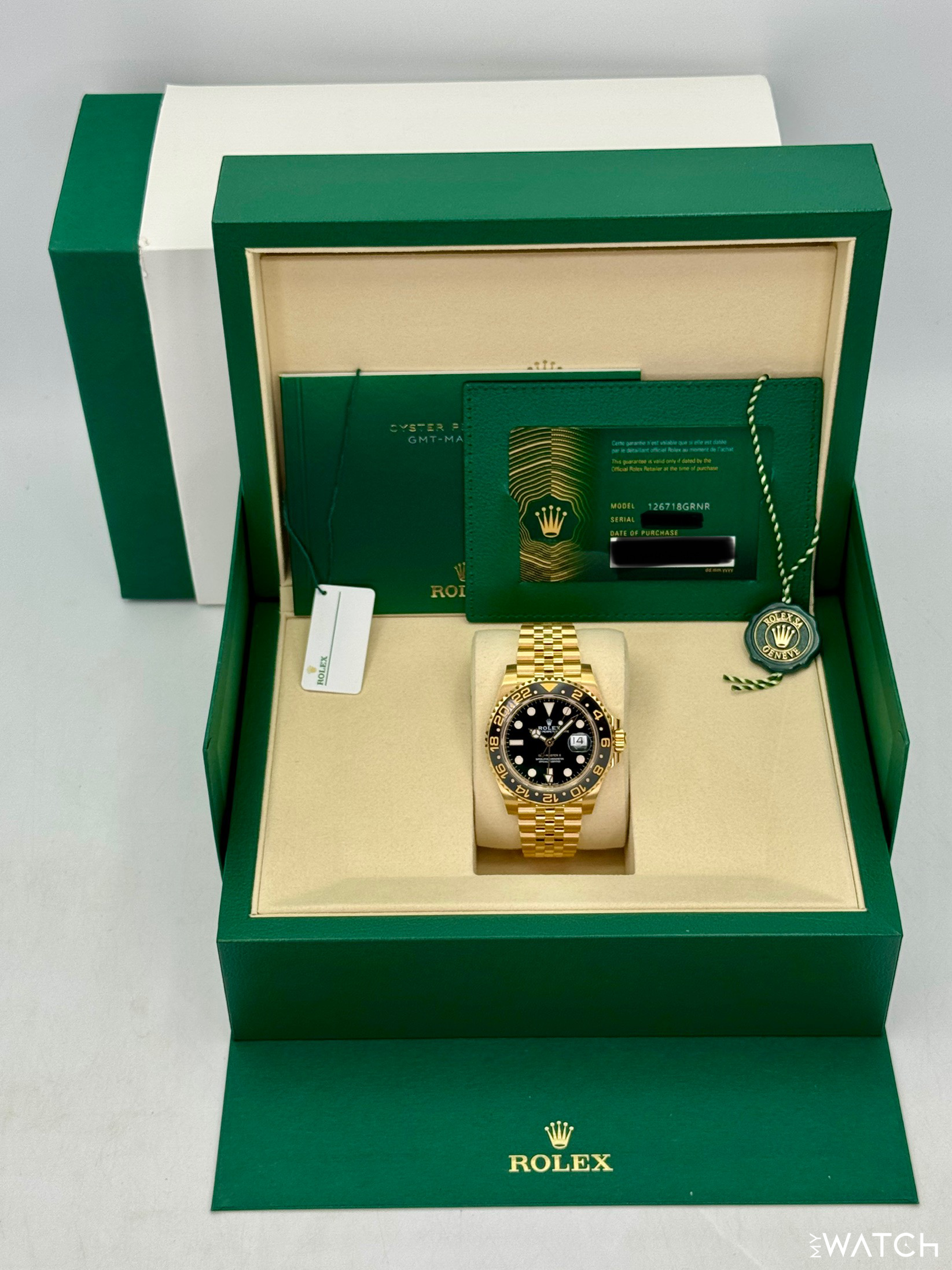 NEW 2026 Rolex GMT-Master II 40mm 126718GRNR Yellow Gold Jubilee Black Dial - MyWatchLLC