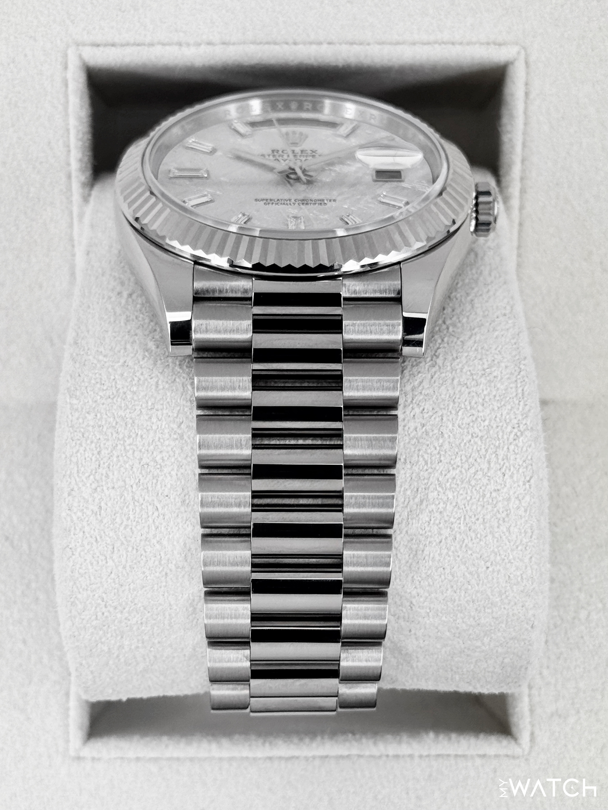 2025 Rolex Day-Date 40mm 228239 Presidential White Gold Meteorite Diamond Dial - MyWatchLLC