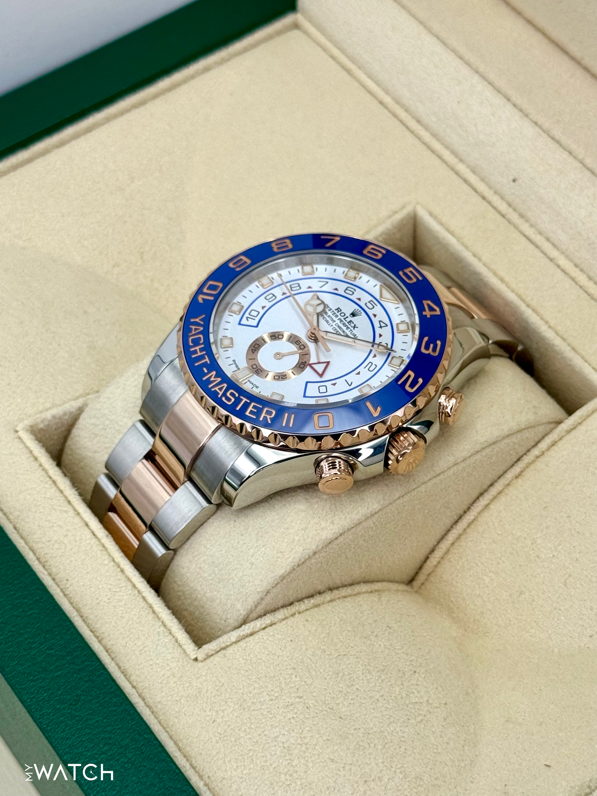 2020 Rolex Yacht-Master II 44mm 116681 Two-Tone White Dial - MyWatchLLC