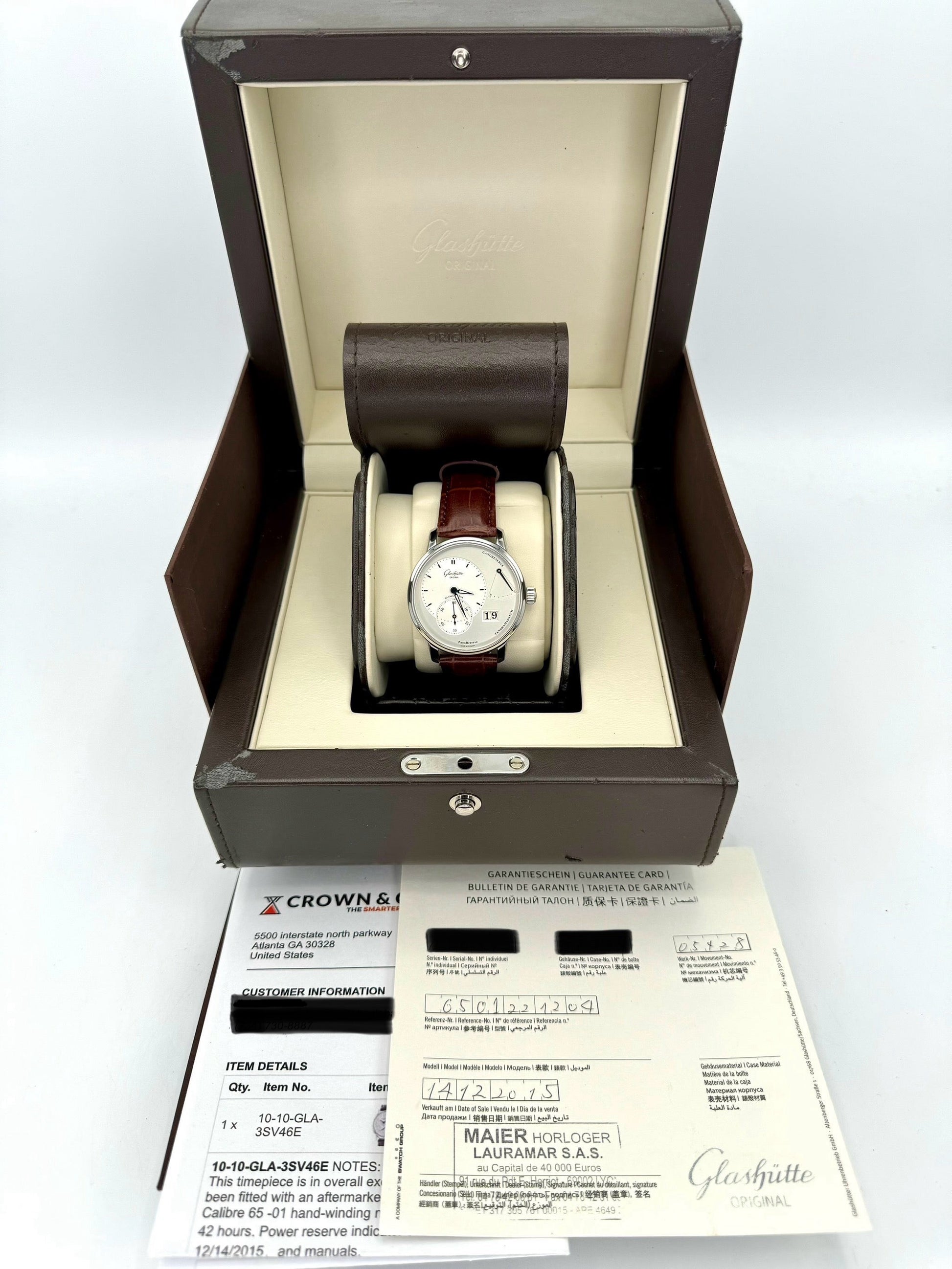 2015 Glashutte Original Panoreserve 40mm 1-65-01-22-12-04 Silver Dial - MyWatchLLC