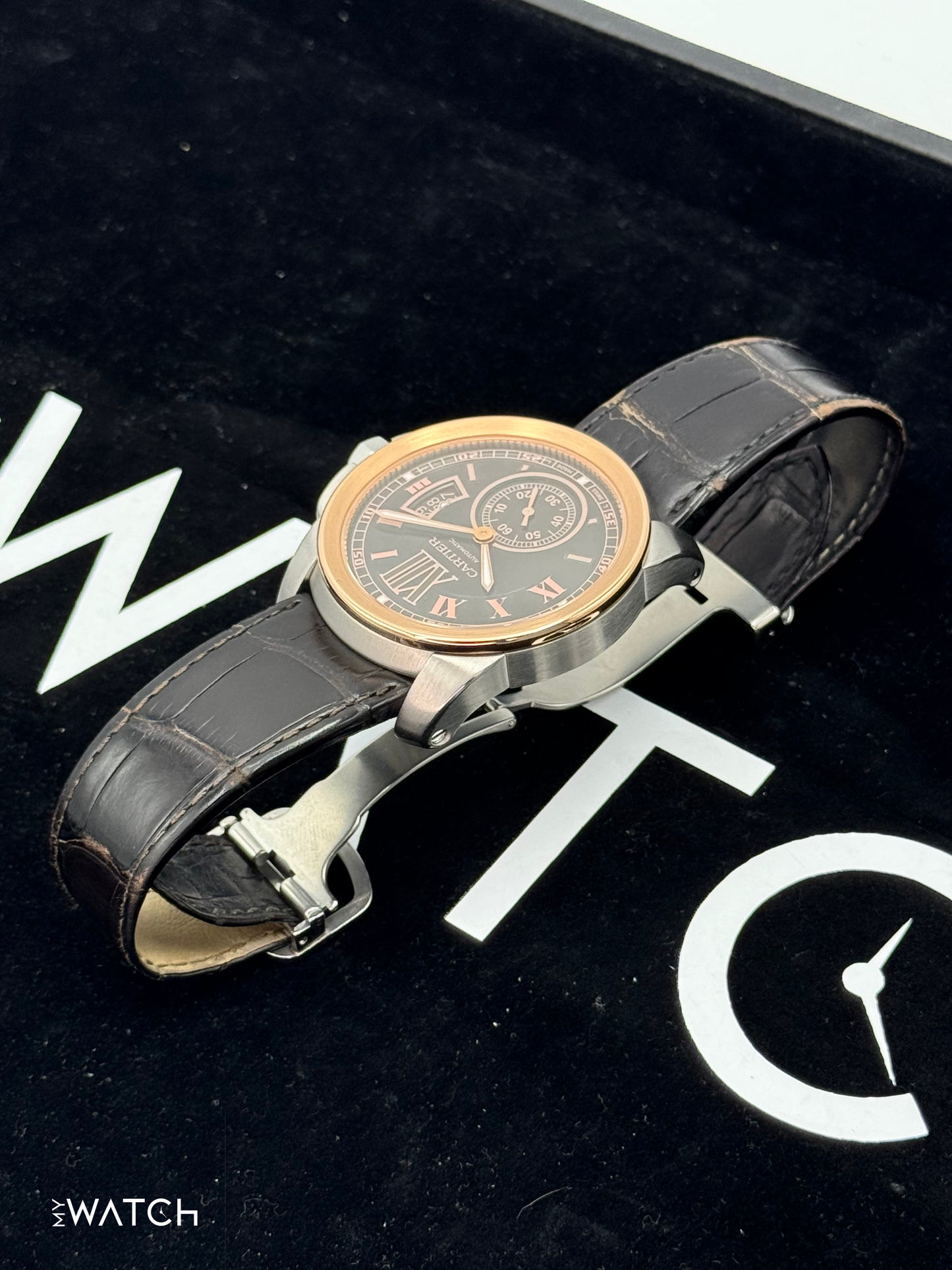2012 Cartier Calibre De Cartier 42mm W7100051 Two-Tone Brown Dial - MyWatchLLC