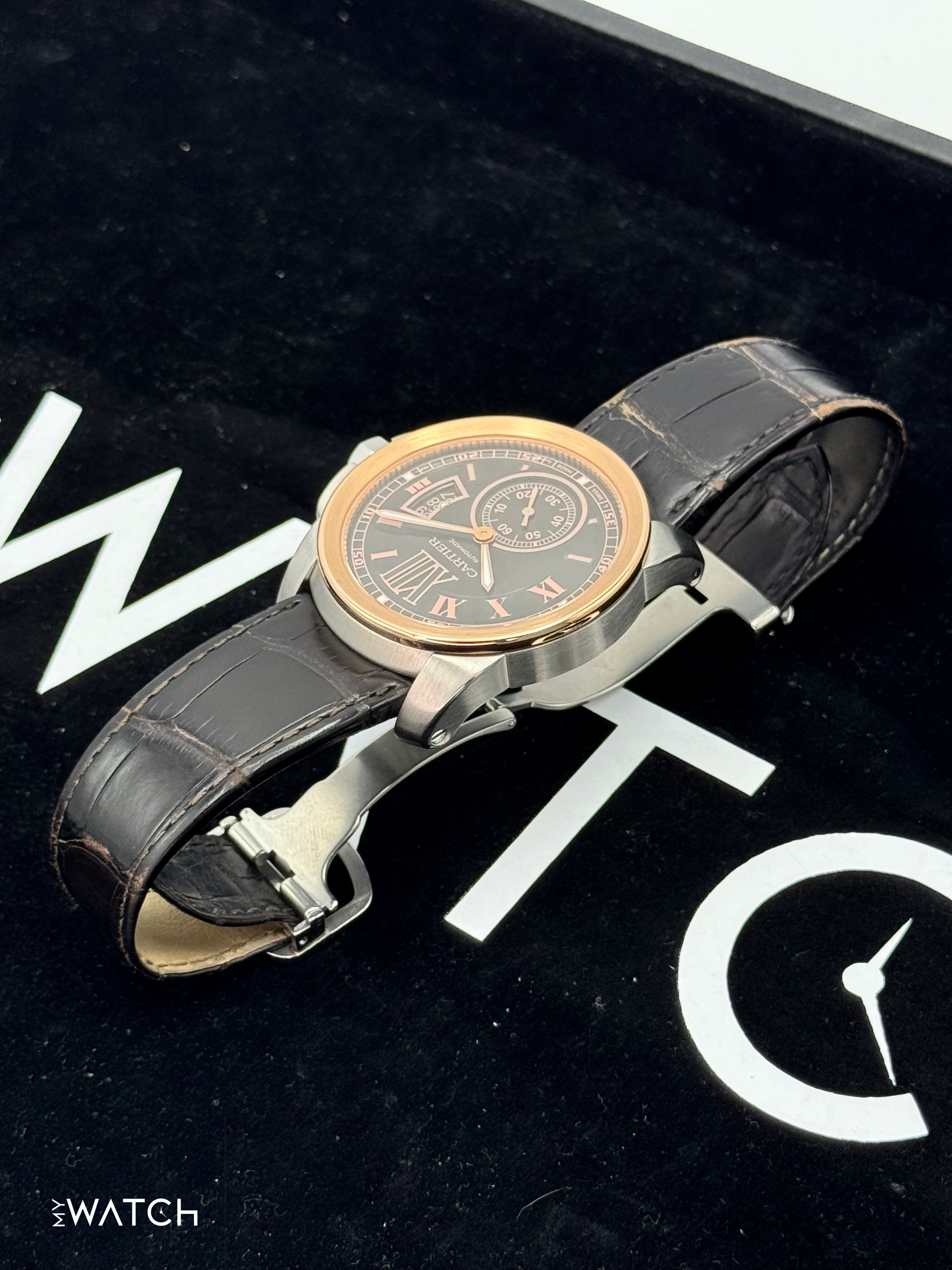 2012 Cartier Calibre De Cartier 42mm W7100051 Two-Tone Brown Dial - MyWatchLLC