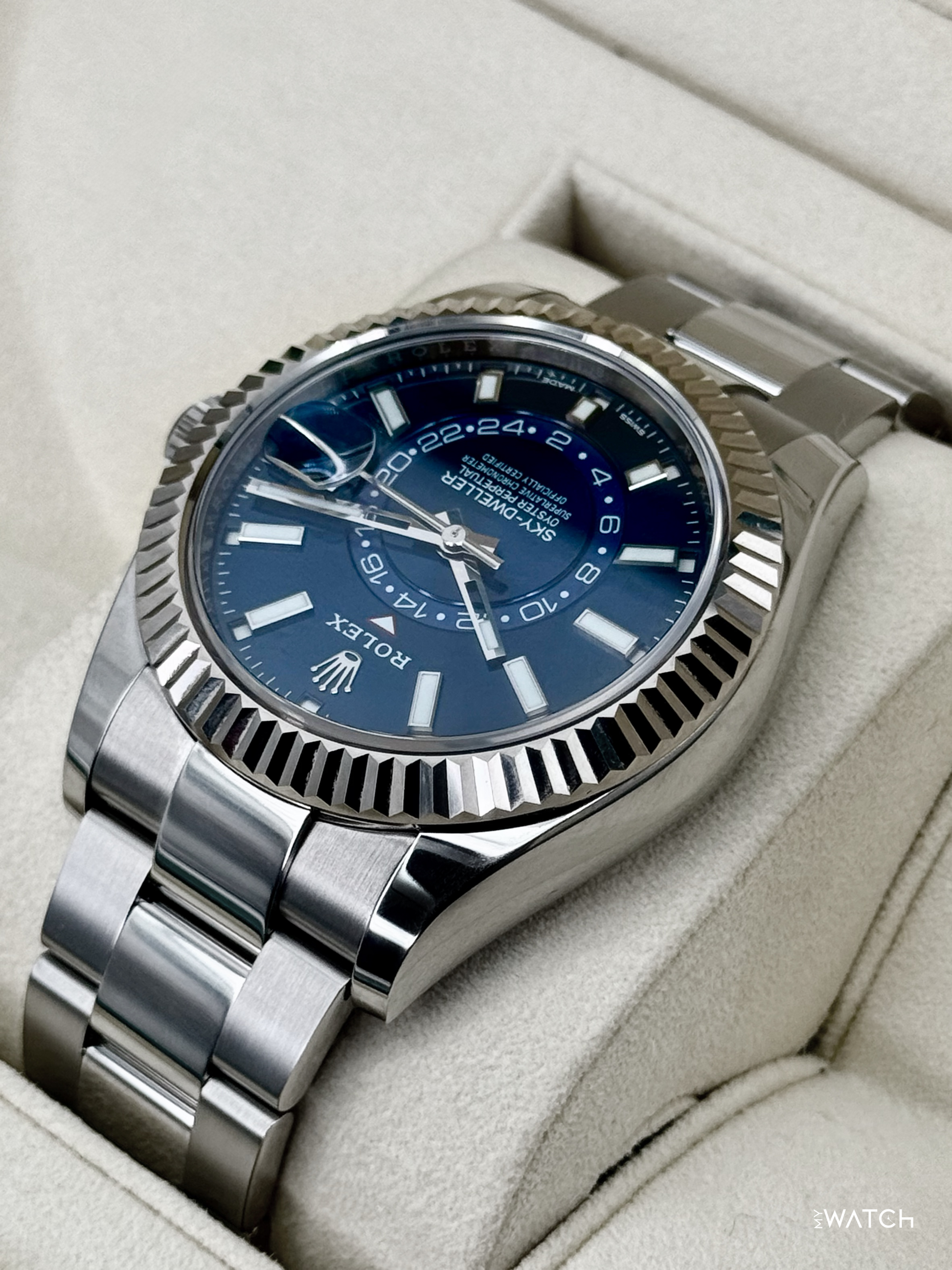 2017 Rolex Sky-Dweller 42mm 326934 Stainless Steel Oyster Blue Dial - MyWatchLLC