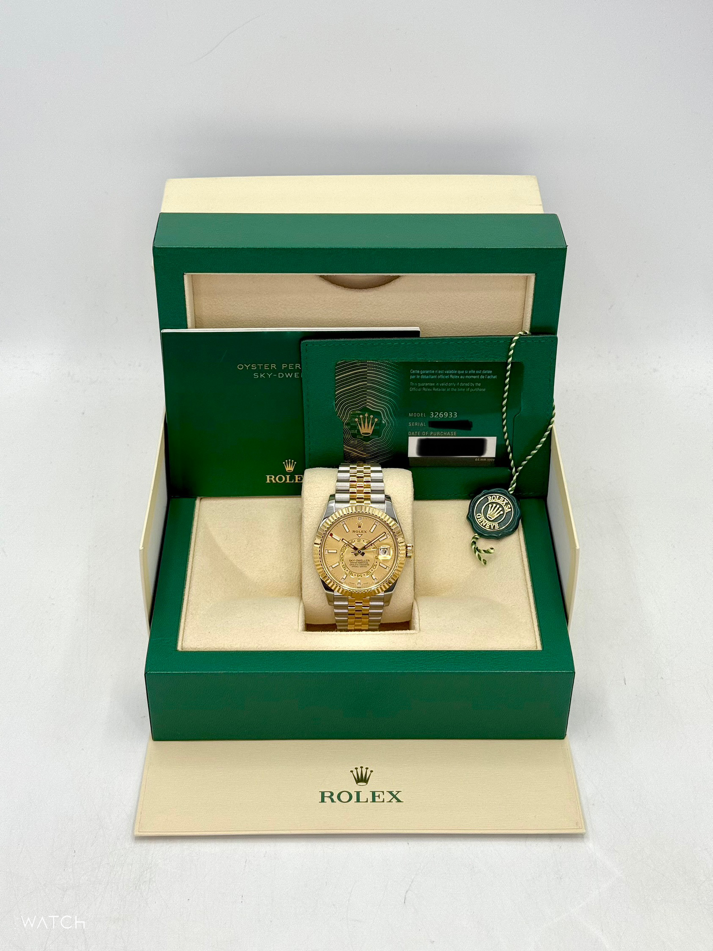 2022 Rolex Sky-Dweller 42mm 326933 Two-Tone Jubilee Champagne Dial