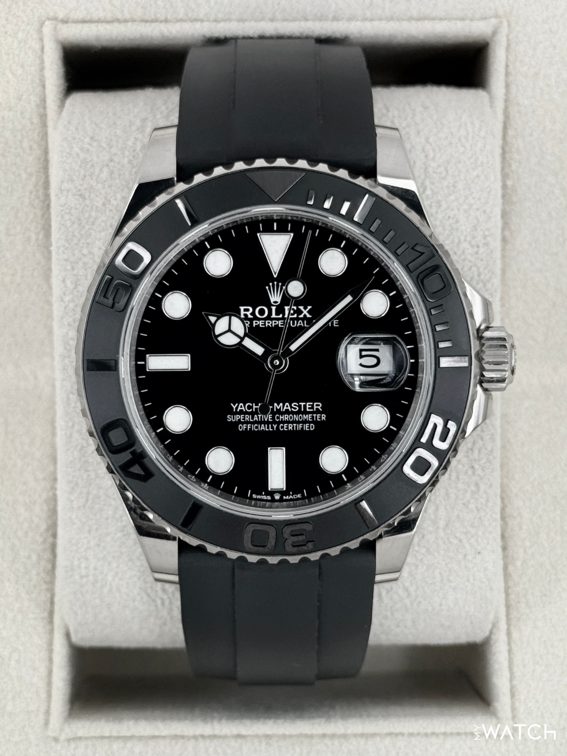 2024 Rolex Yacht-Master 42mm 226659 White Gold Oysterflex Black Dial - MyWatchLLC