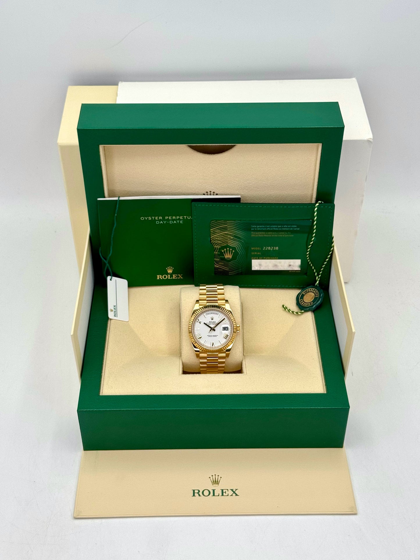 2023 Rolex Day-Date 40mm 228238 Presidential White Dial - MyWatchLLC