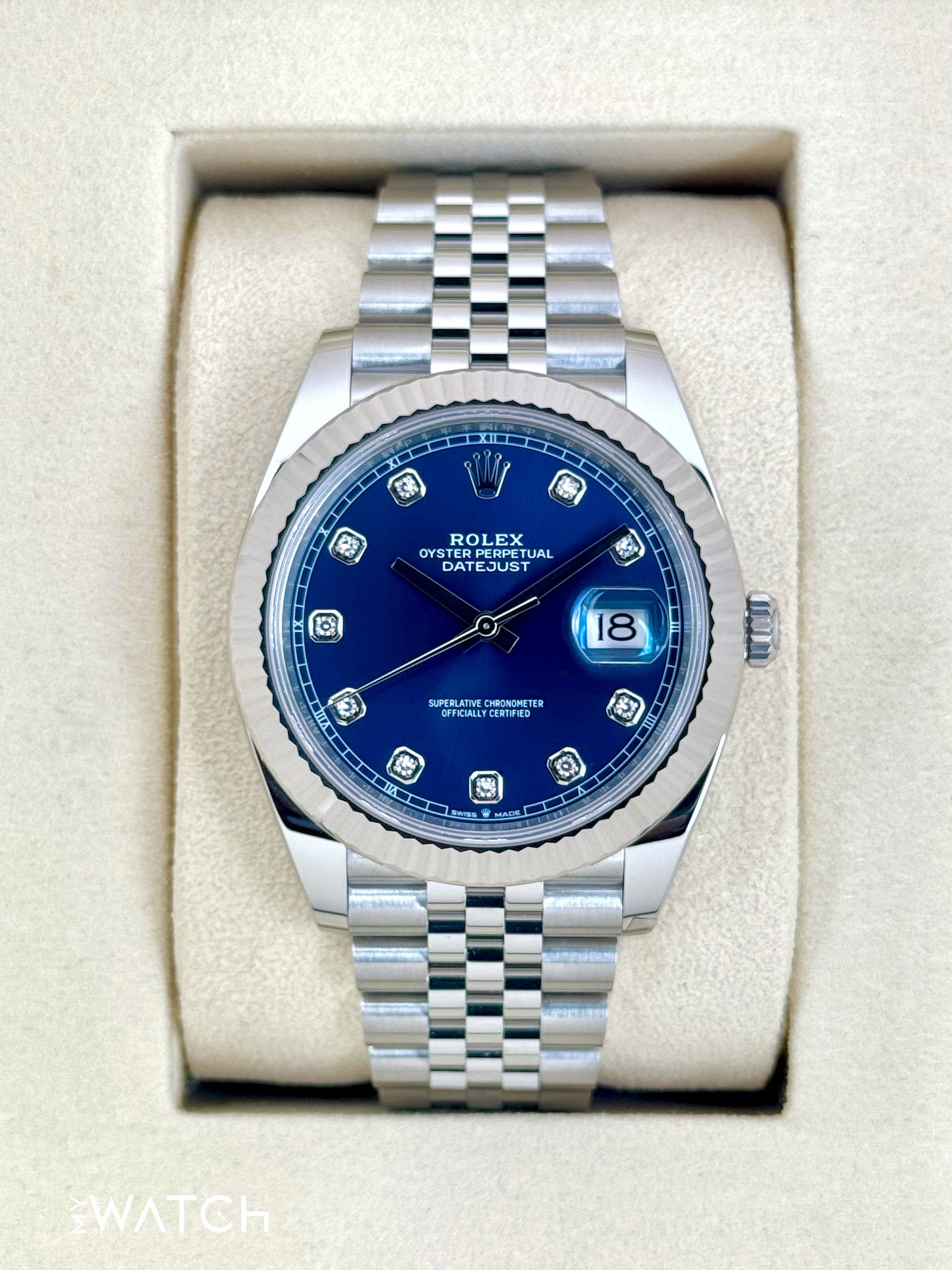 NEW 2025 Rolex Datejust 41mm 126334 Stainless Steel Jubilee Blue Diamond Dial - MyWatchLLC