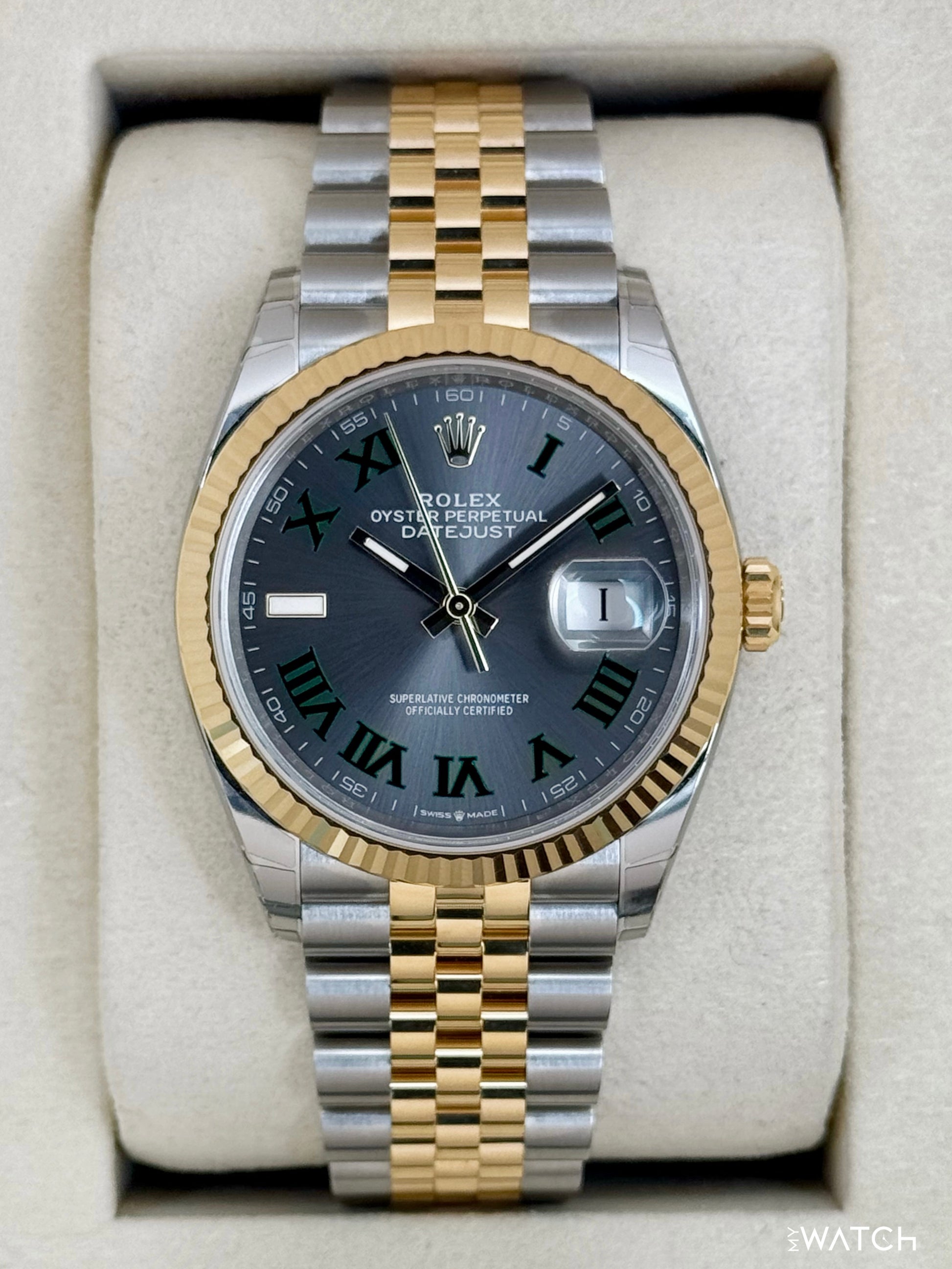 NEW 2026 Rolex Datejust 36mm 126233 Two-Tone Jubilee Wimbledon Dial (STICKERED) - MyWatchLLC