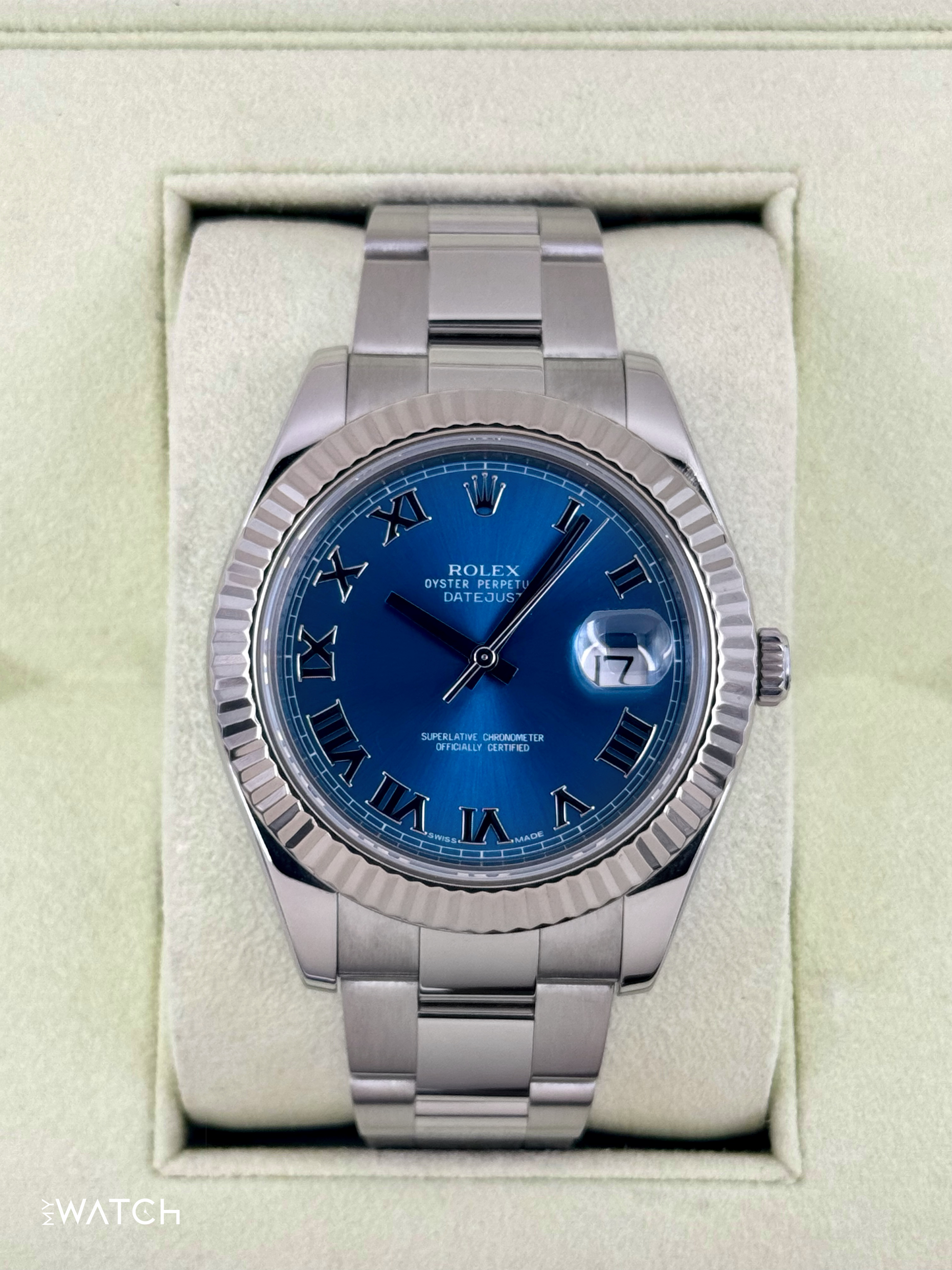 2010 Rolex Datejust II 41mm 116334 Stainless Steel Oyster Blue Dial - MyWatchLLC