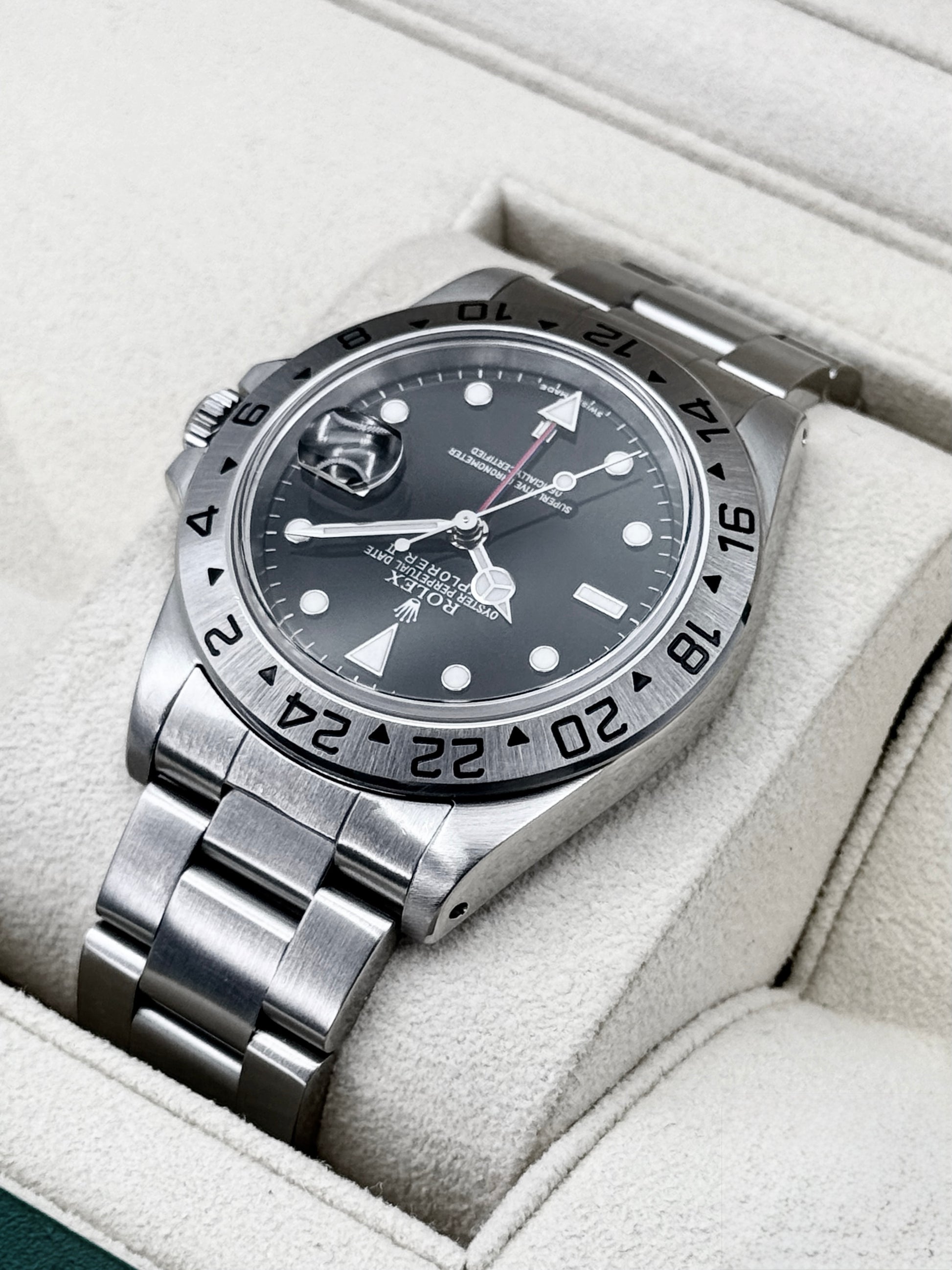 2002 Rolex Explorer II 40mm 16570 Stainless Steel Black Dial - MyWatchLLC
