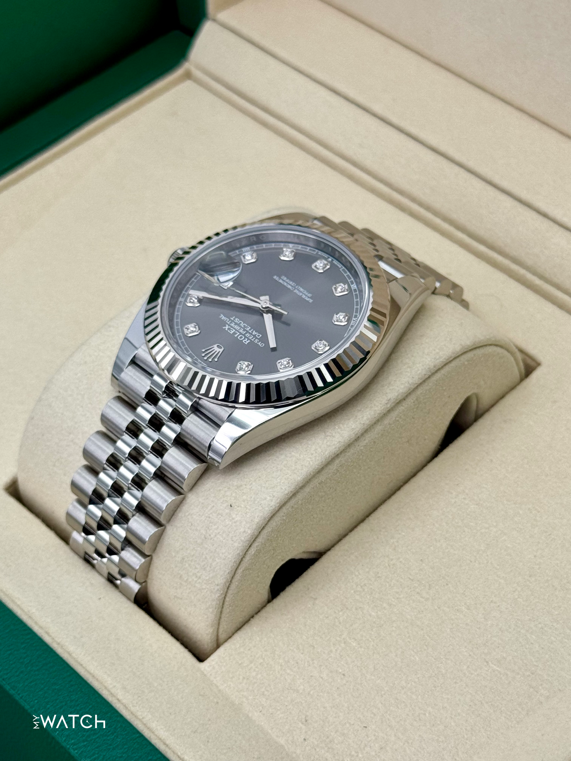 NEW 2025 Rolex Datejust 41mm 126334 Stainless Steel Jubilee Rhodium Diamond Dial - MyWatchLLC