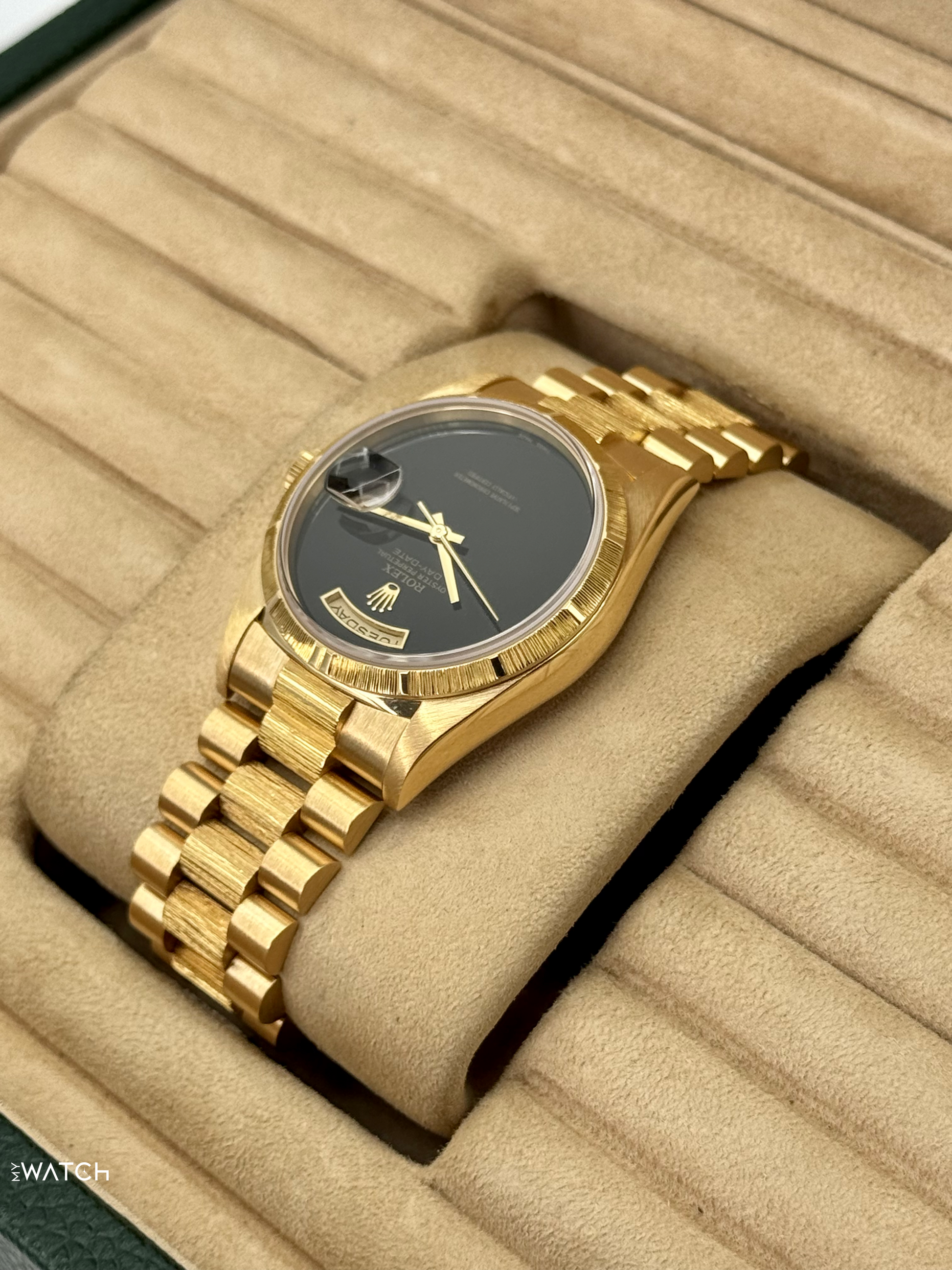 1998 Rolex Day-Date 36mm 18248 Presidential Black Onyx Dial (FRESH ROLEX SERVICE) - MyWatchLLC