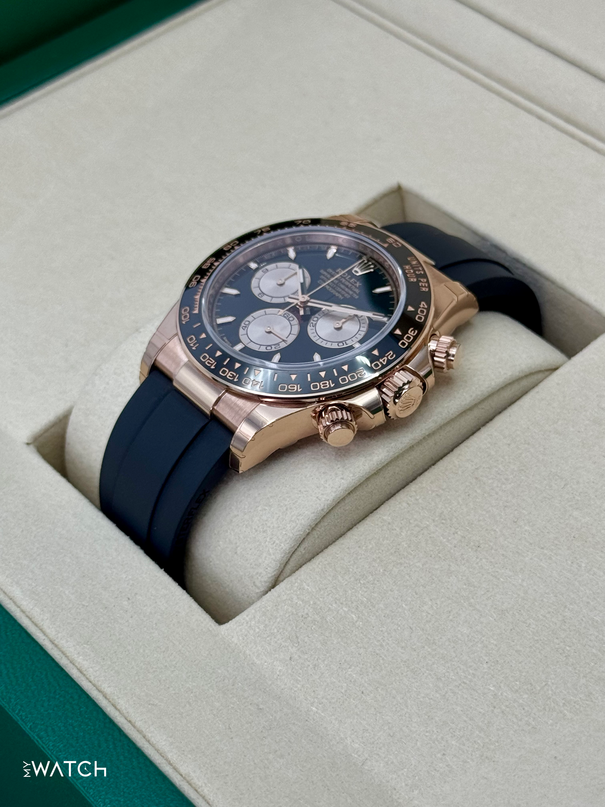 NEW 2025 Rolex Daytona 40mm 126515LN Rose Gold Oysterflex Black Dial (STICKERED) - MyWatchLLC