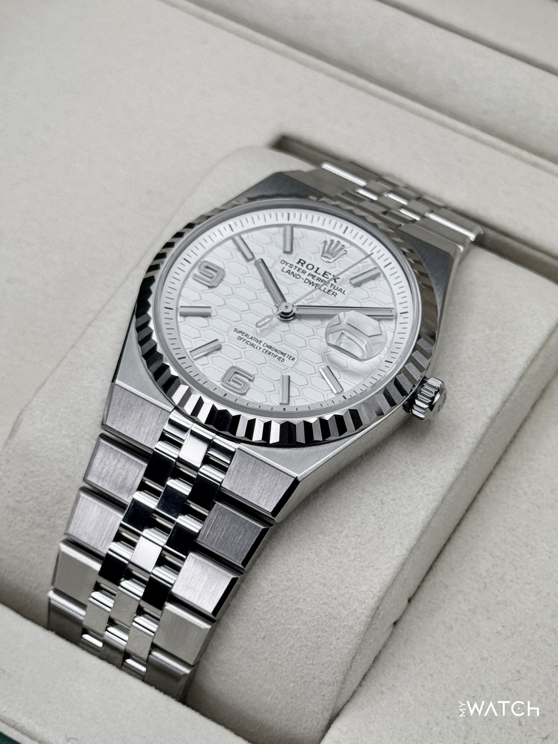 NEW 2026 Rolex Land-Dweller 36mm 127234 Stainless Steel Flat Jubilee White Dial - MyWatchLLC