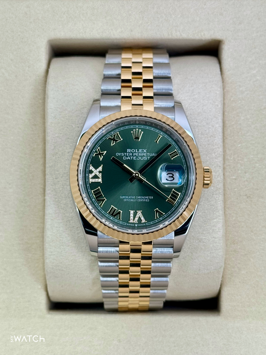 NEW 2025 Rolex Datejust 36mm 126233 Two-Tone Jubilee Green Diamond Dial - MyWatchLLC