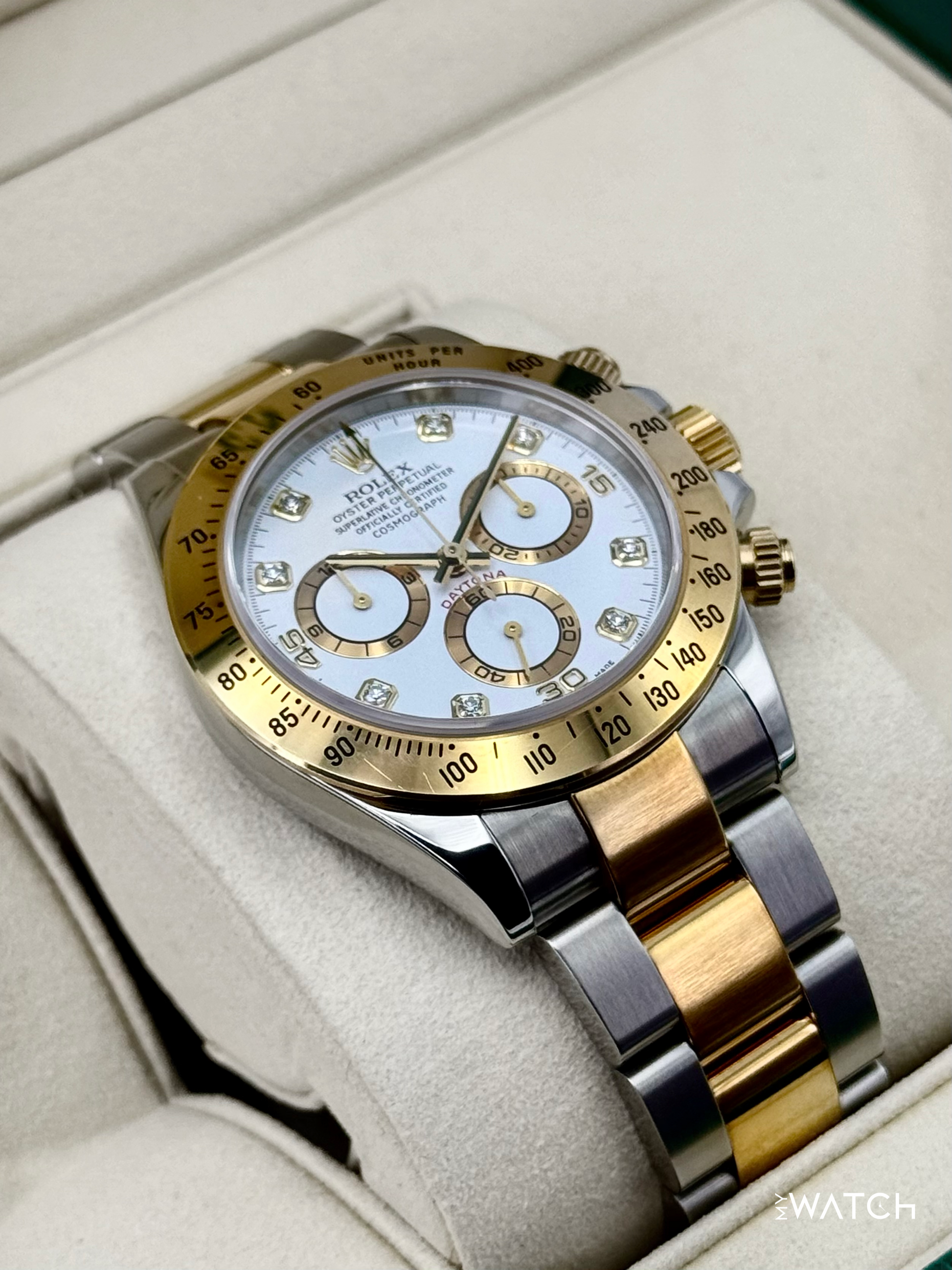 2005 Rolex Daytona 40mm 116523 Two-Tone White Diamond Dial (Collectors Set) - MyWatchLLC