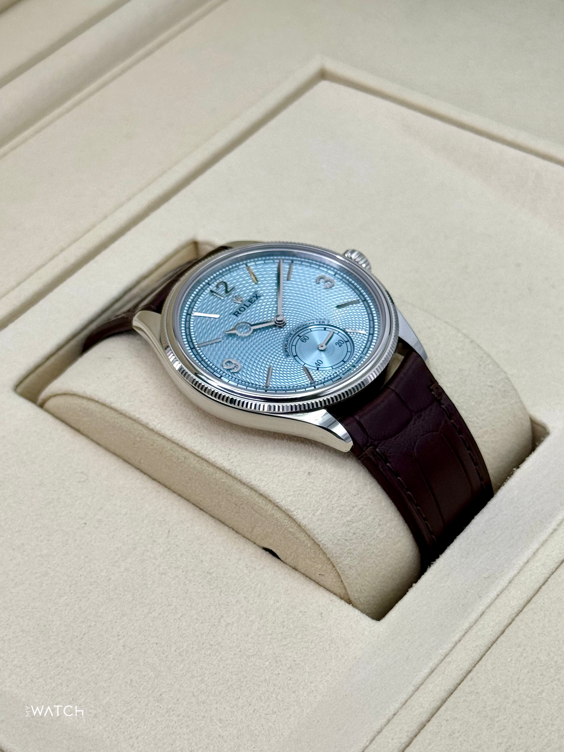 NEW 2025 Rolex 1908 39mm 52506 Platinum Ice Blue Dial - MyWatchLLC