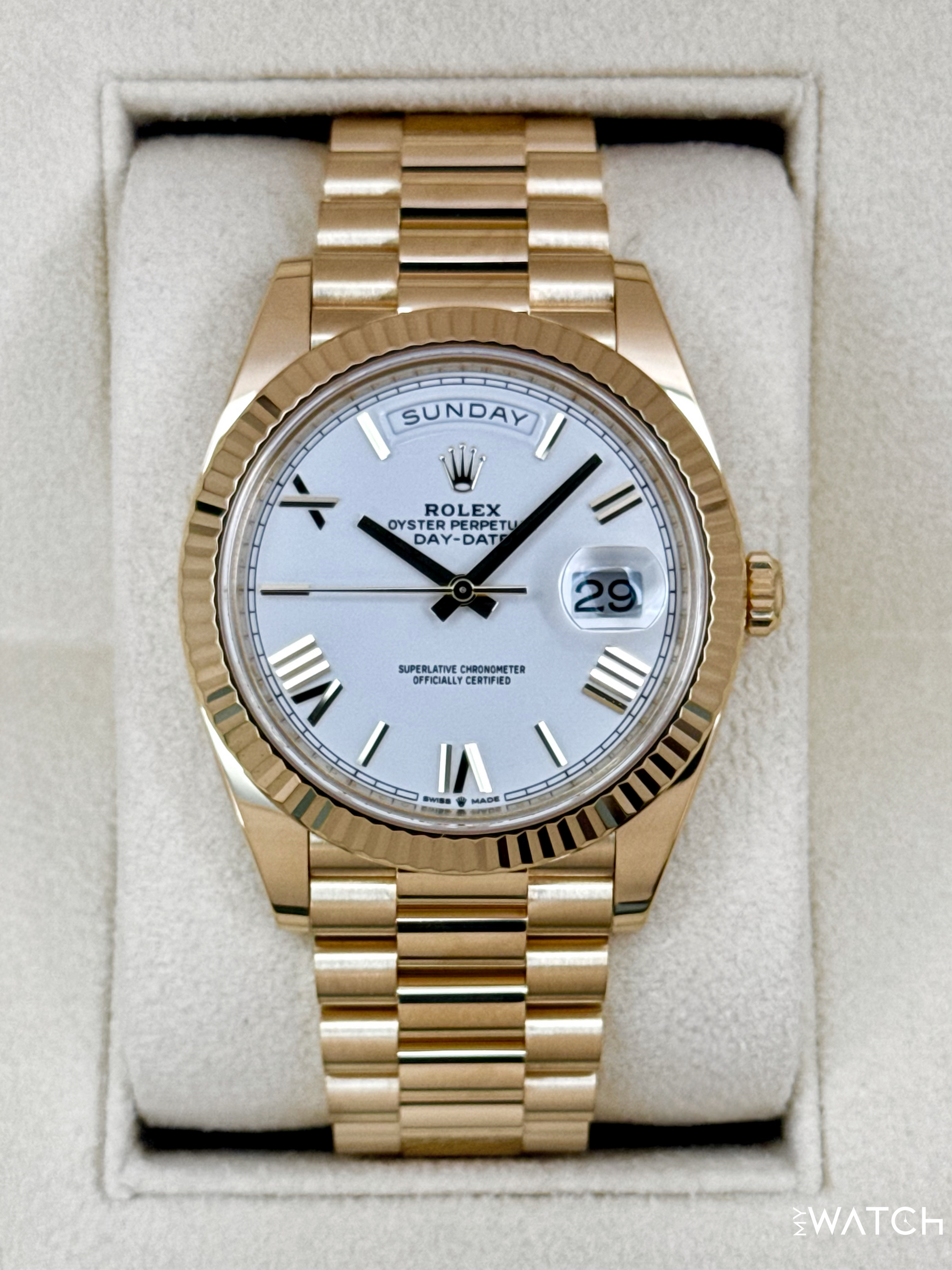 NEW 2025 Rolex Day-Date 40mm 228238 Presidential White Dial - MyWatchLLC
