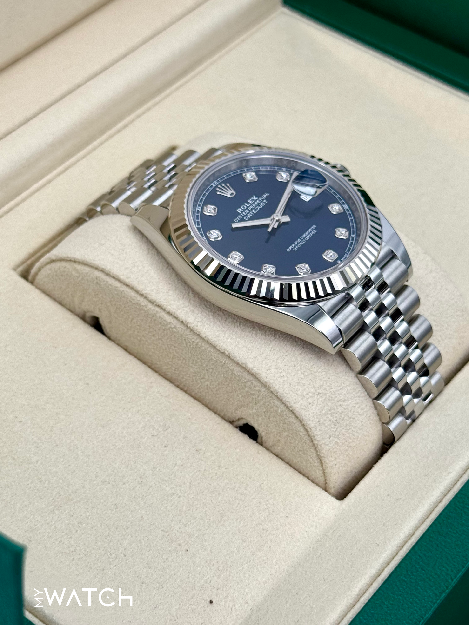 NEW 2025 Rolex Datejust 41mm 126334 Stainless Steel Jubilee Blue Diamond Dial - MyWatchLLC