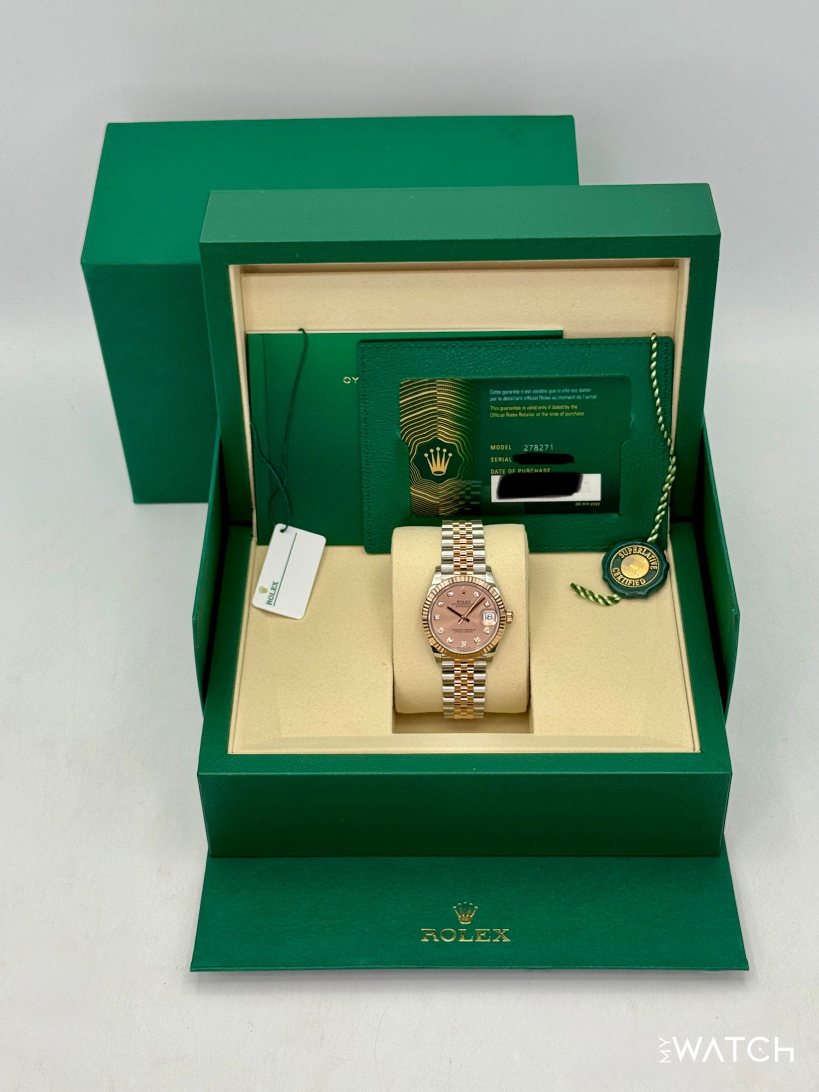NEW 2026 Rolex Ladies Datejust 31mm 278271 Two-Tone Jubilee Pink Diamond Dial - MyWatchLLC