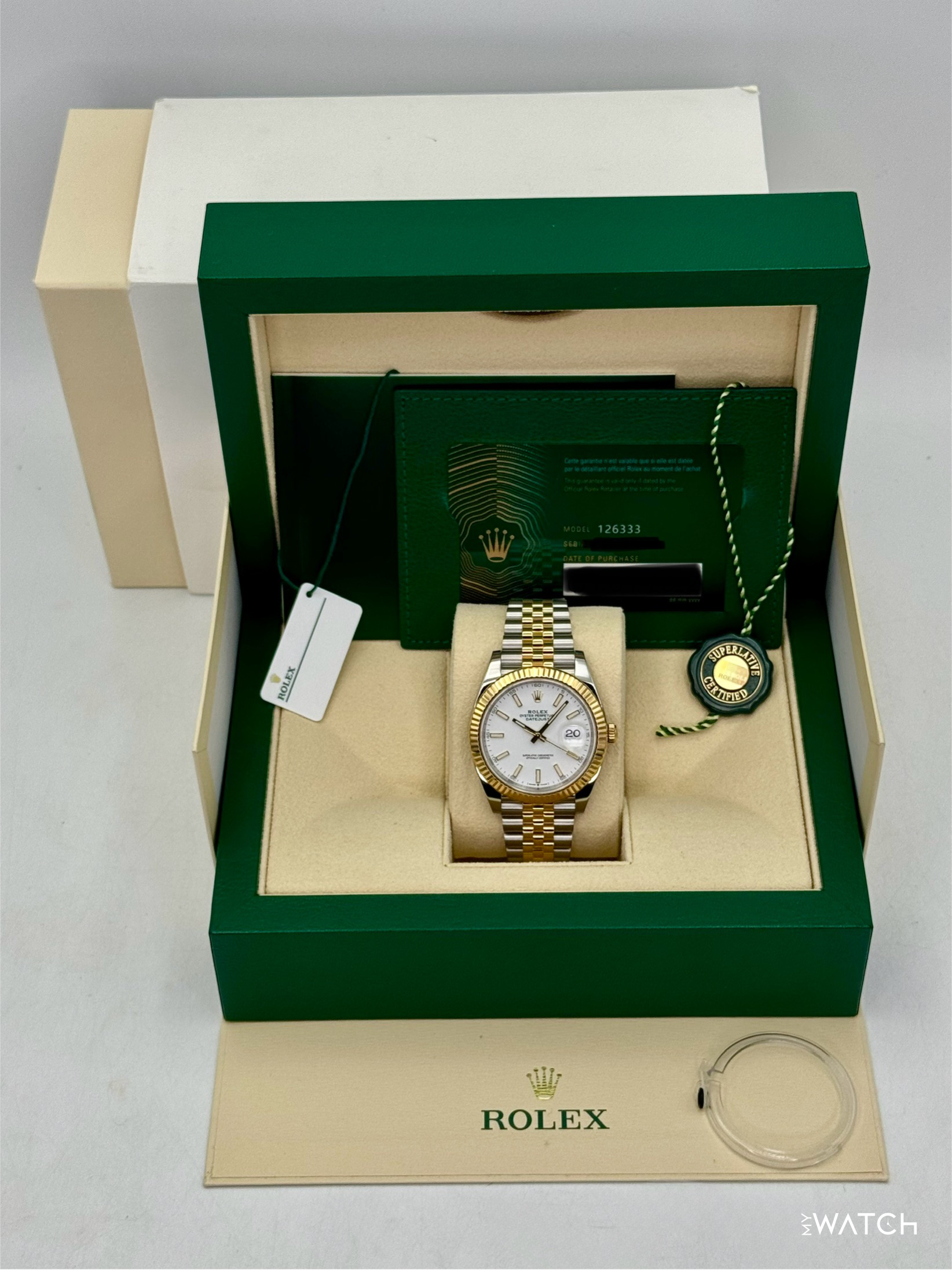 2022 Rolex Datejust 41mm 126333 Two-Tone Jubilee White Dial - MyWatchLLC